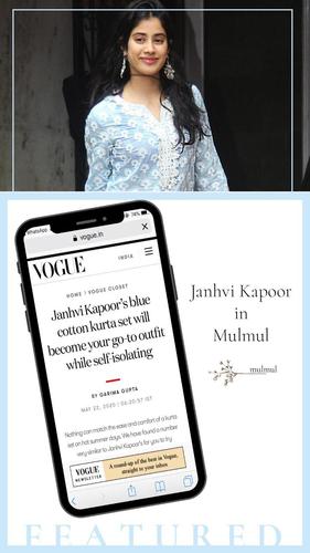Janhvi Kapoor’s blue cotton kurta set will become your go-to outfit while self-isolating