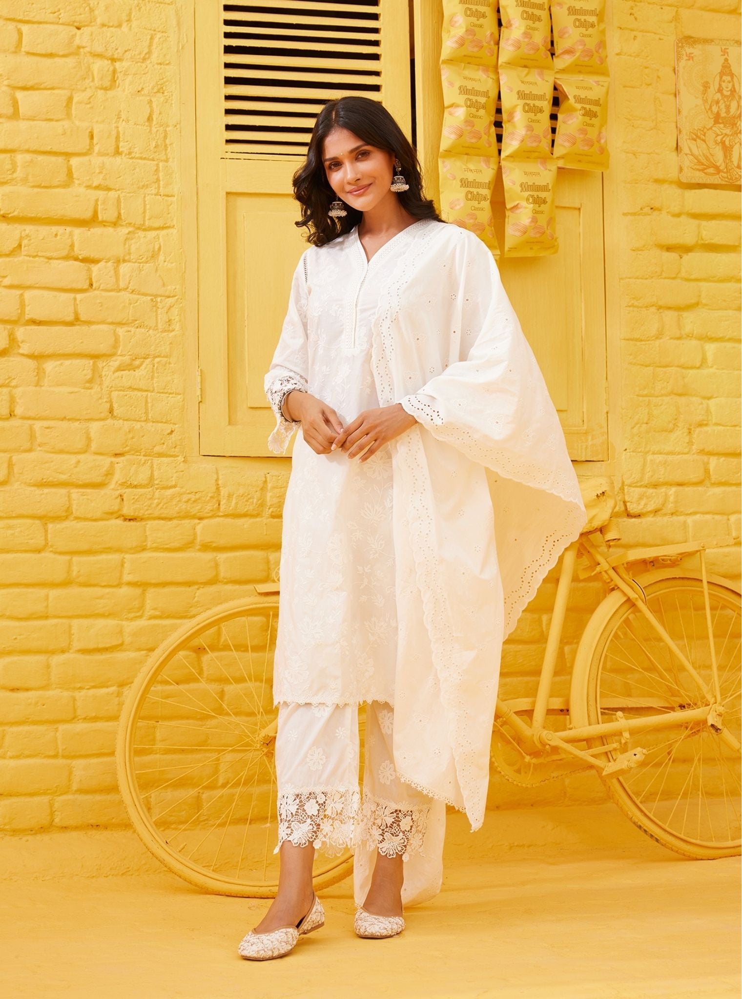 Roli Supima Cotton Off White Kurta Set