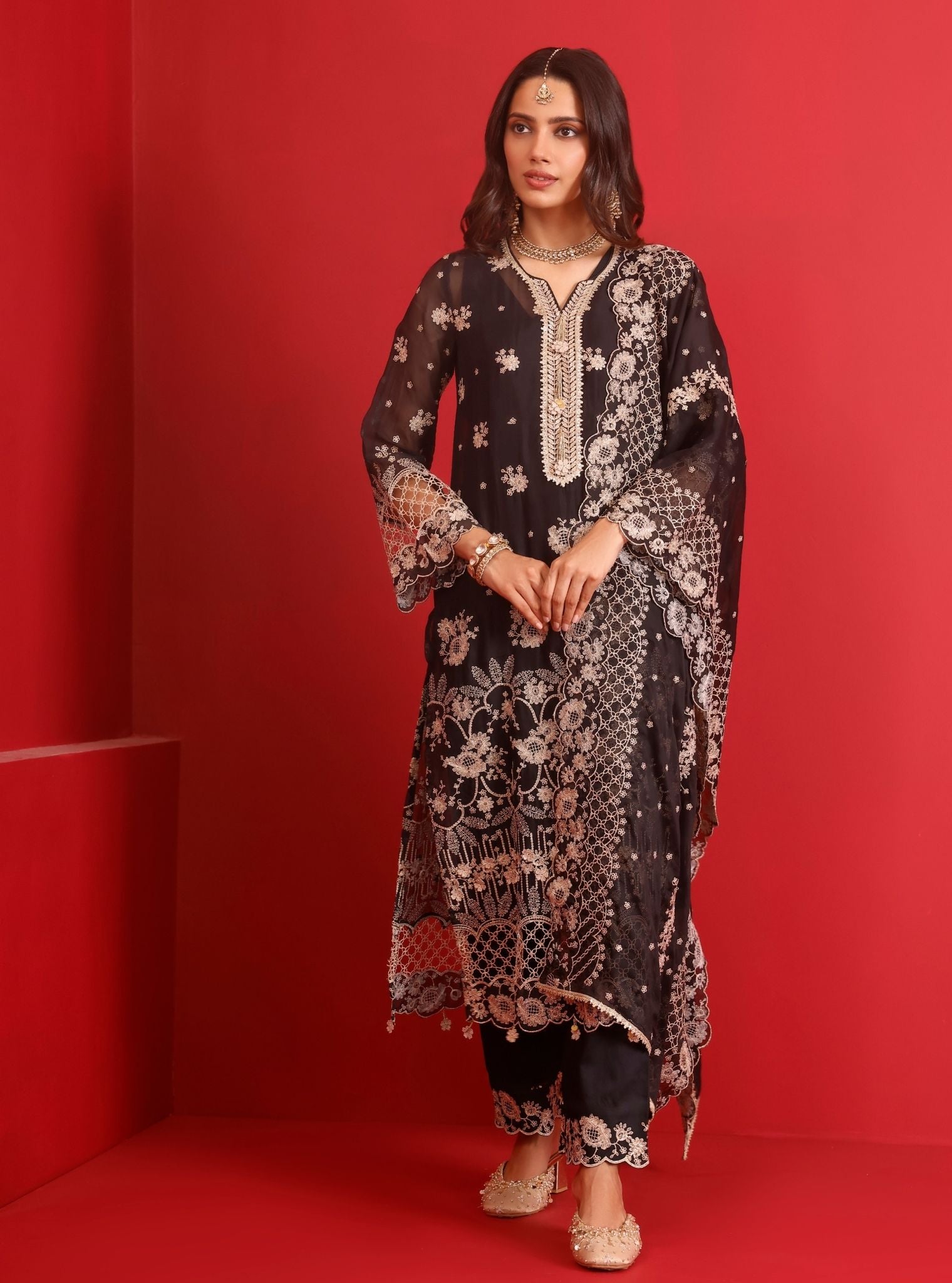 Ina Organza Black Kurta Set