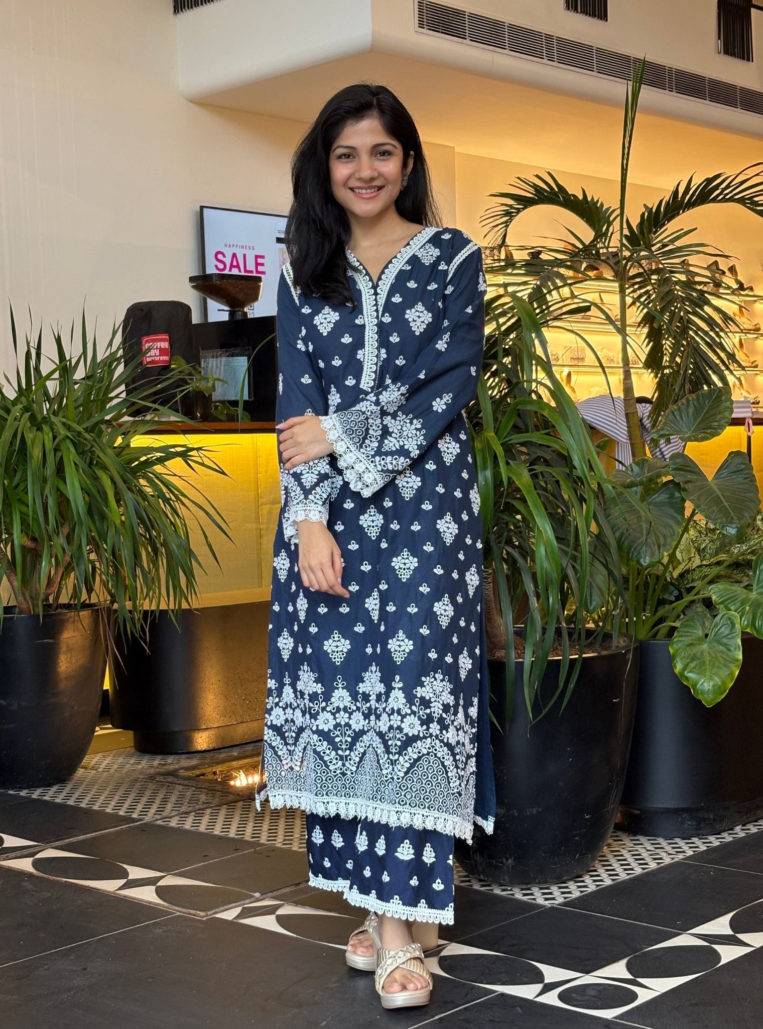 Peehu Supima Cotton Navy Kurta Set