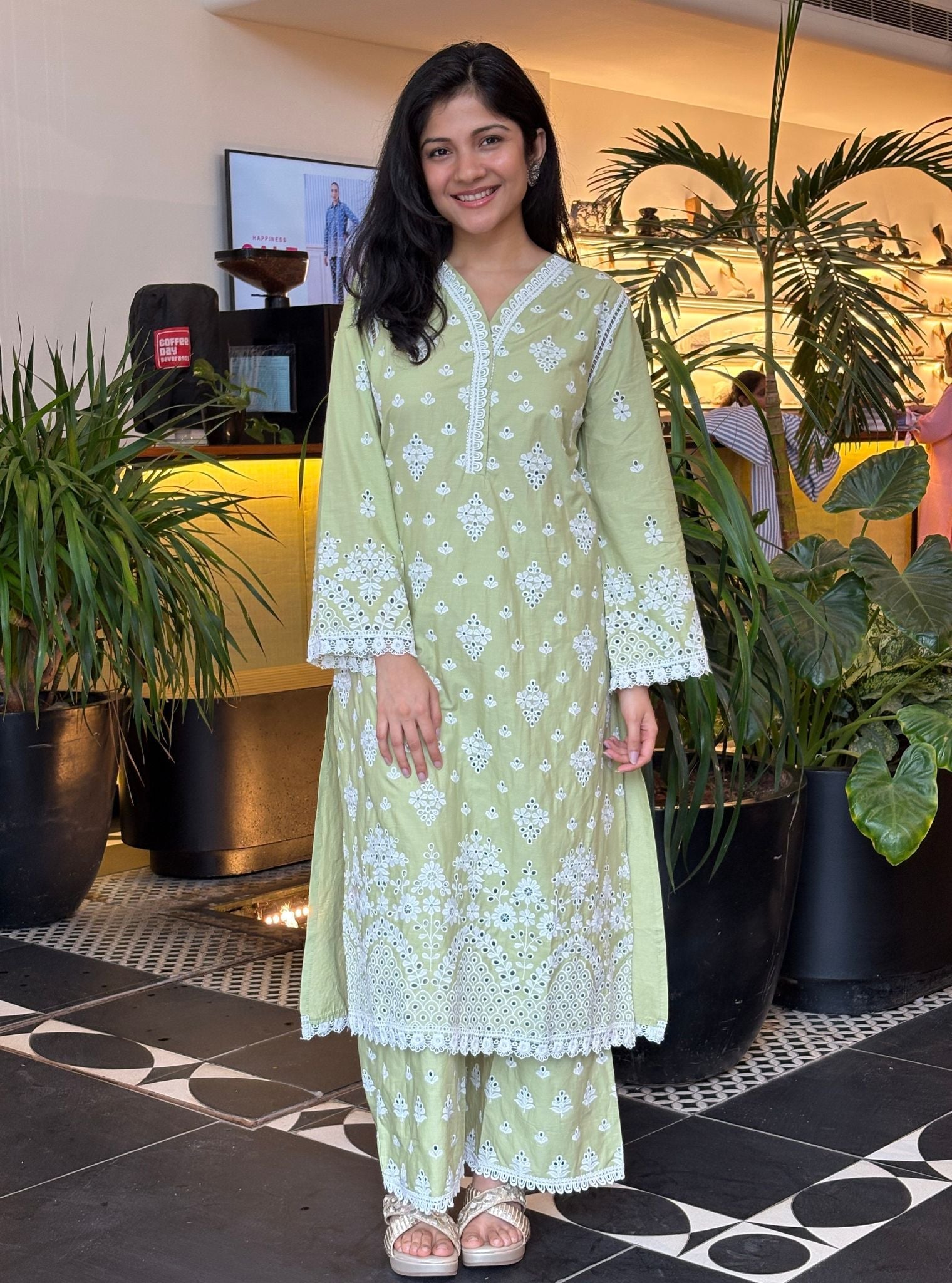 Peehu Supima Cotton Green Kurta Set