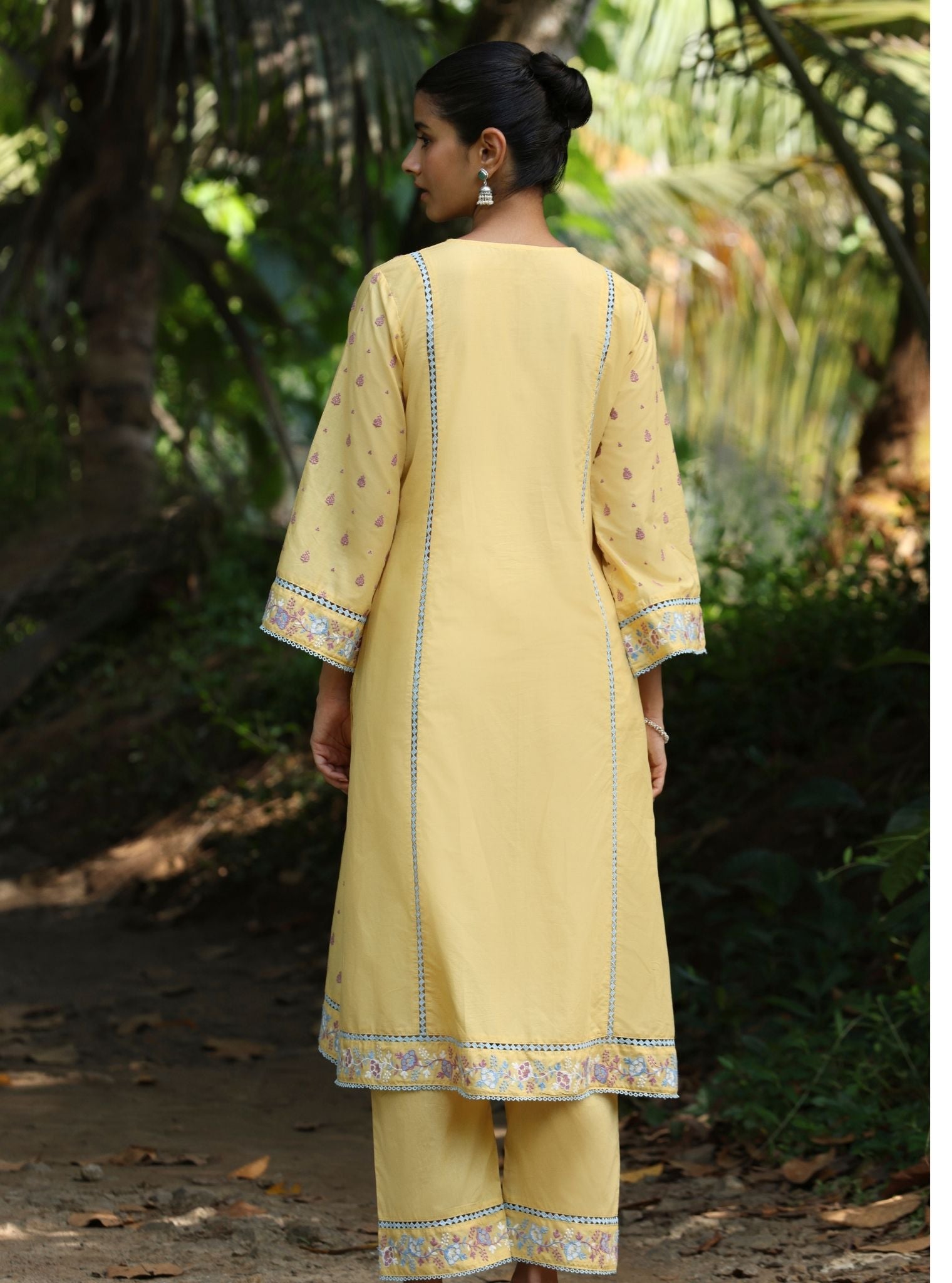 Shira Supima Cotton Yellow Anarkali Kurta Set