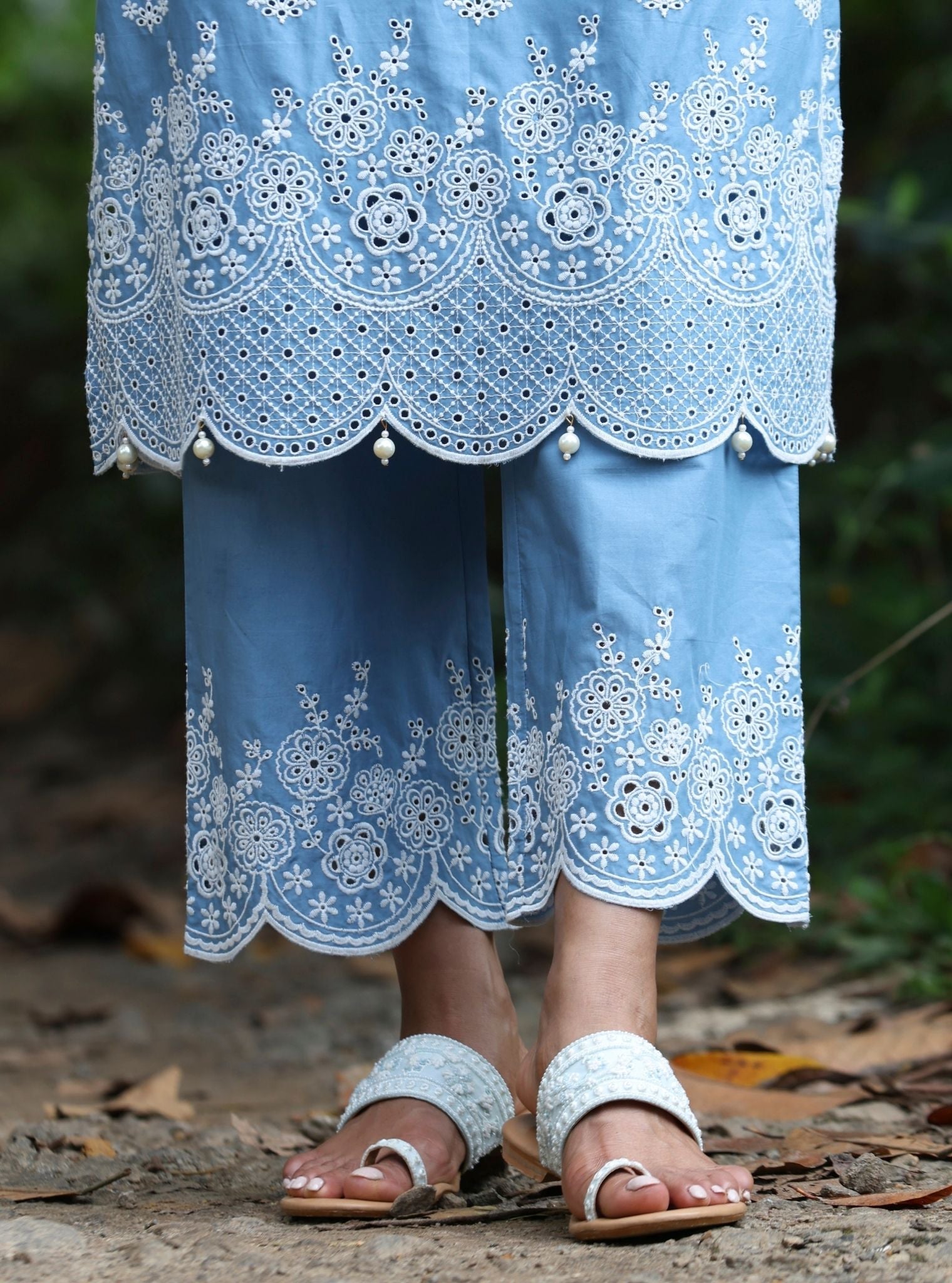 Kora Supima Cotton Blue Kurta Set