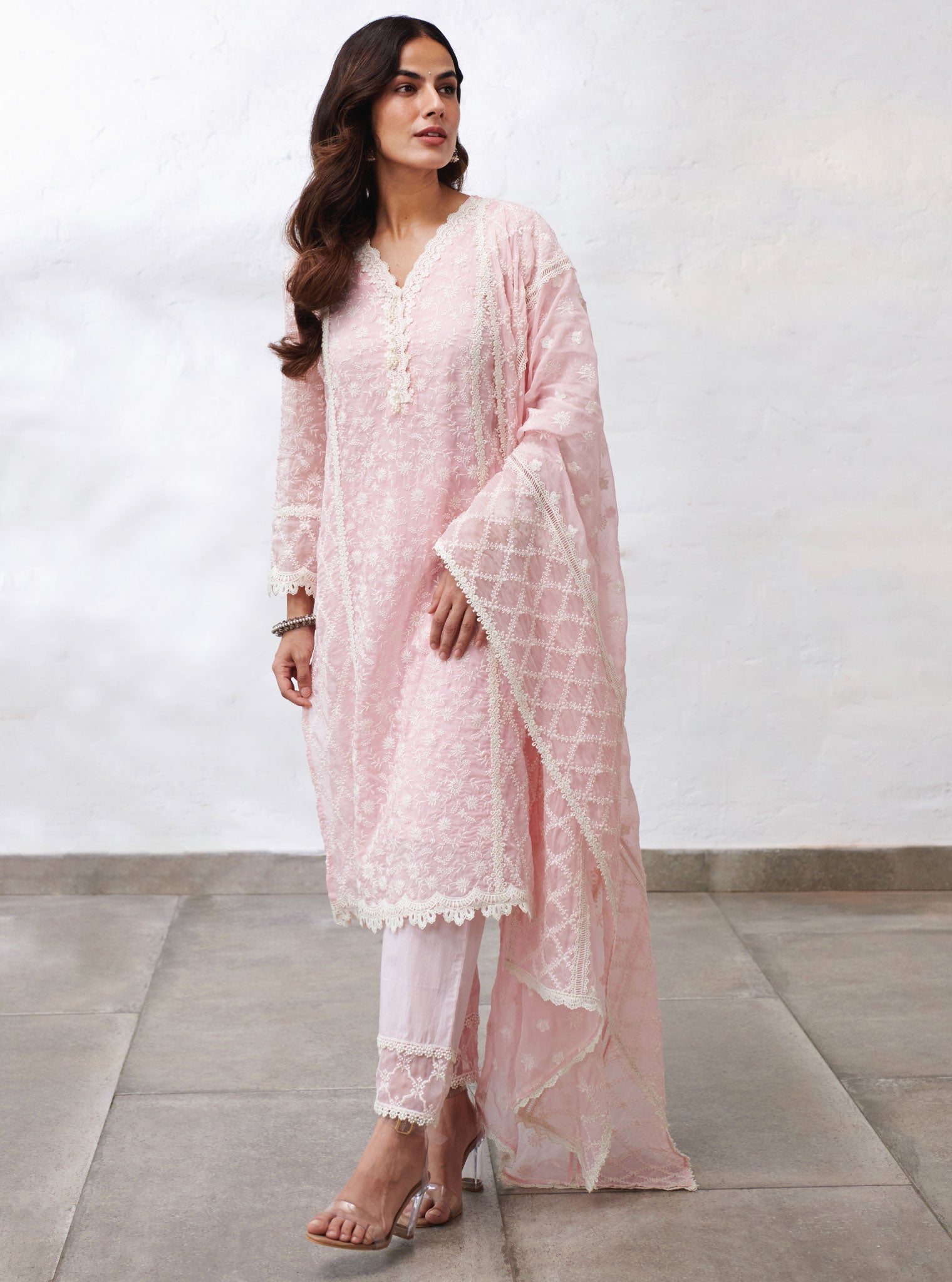 Sunderland Organza Pink Kurta Set