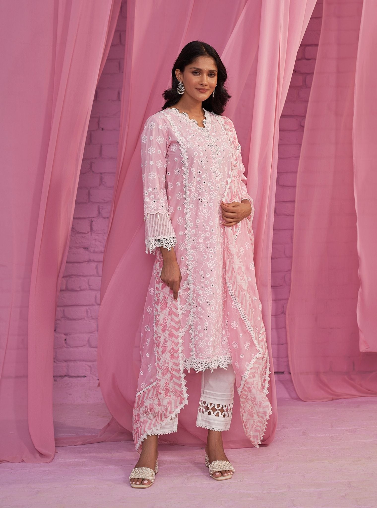 Mulmul Supima Cotton Adhira Pink Kurta