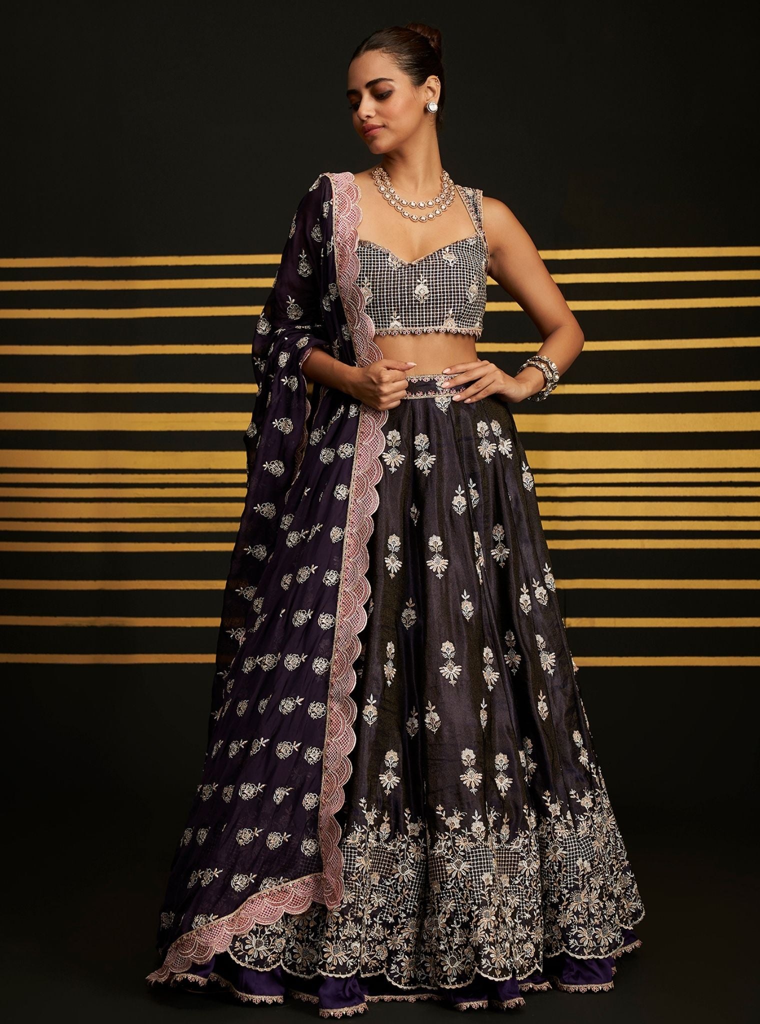 Sathi Luxe Tissue Purple Lehenga