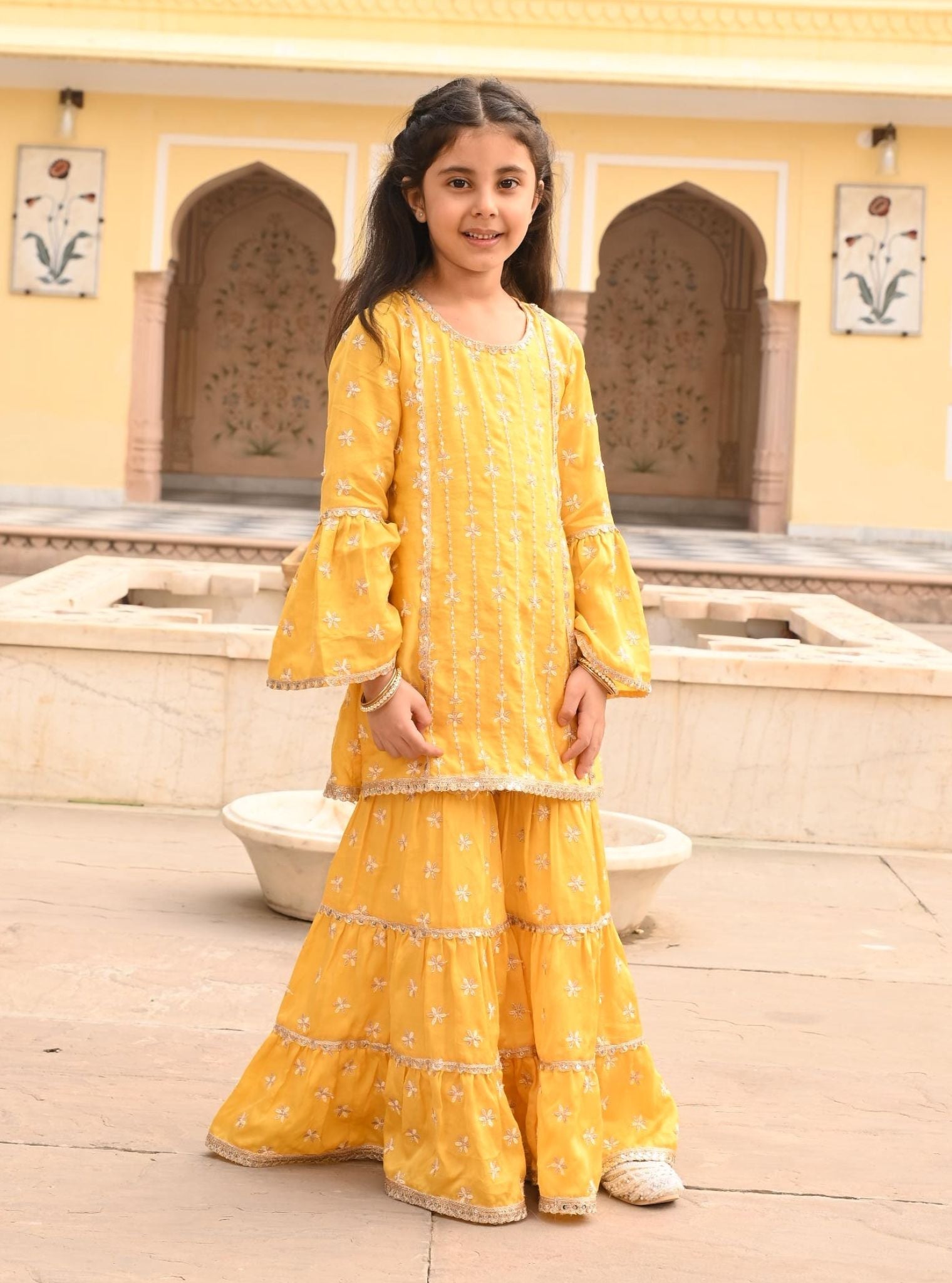 Pyaari Modal Satin Yellow Kurta with Garara Set