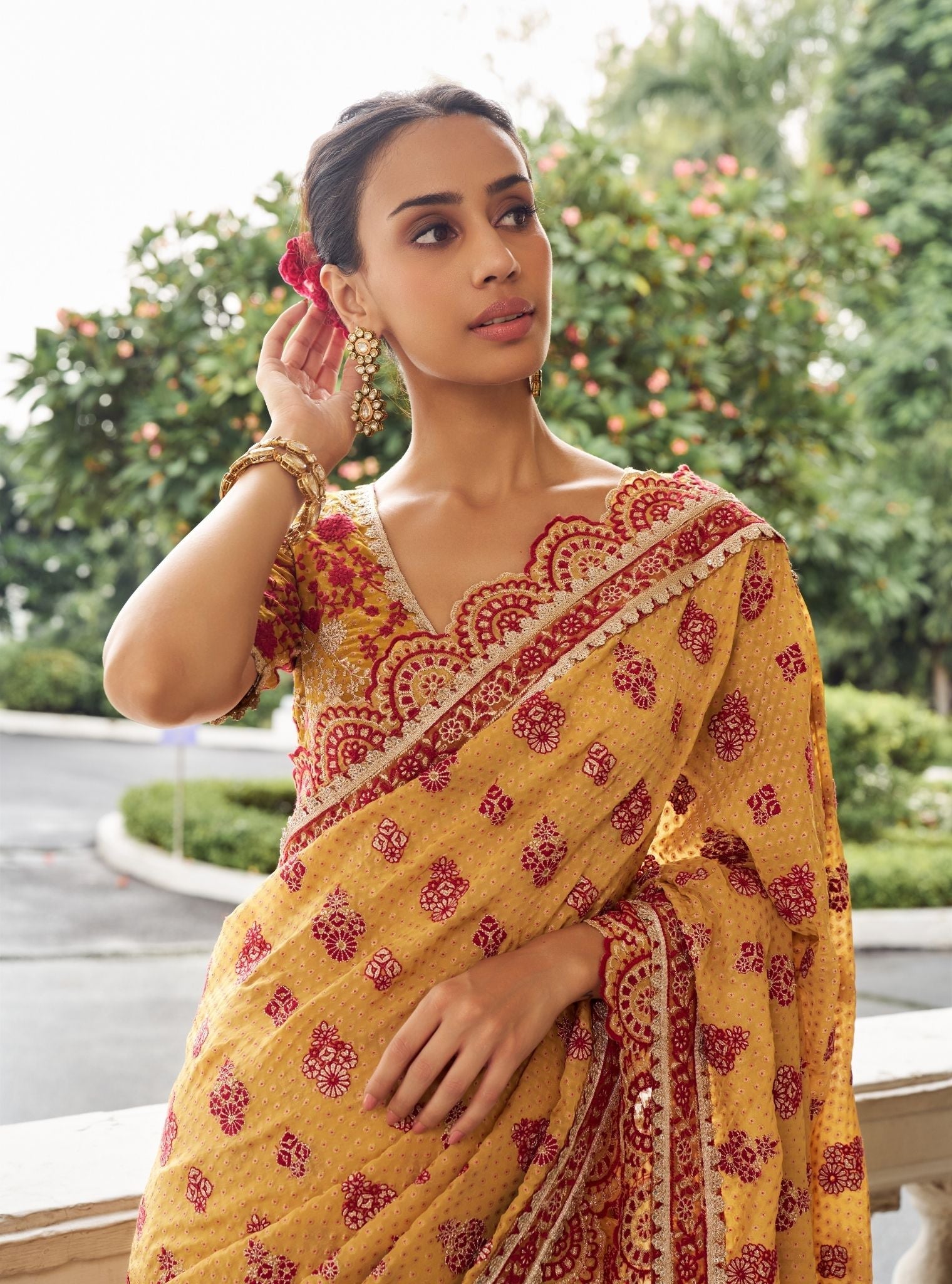 Taani Banarsi Mustard Saree