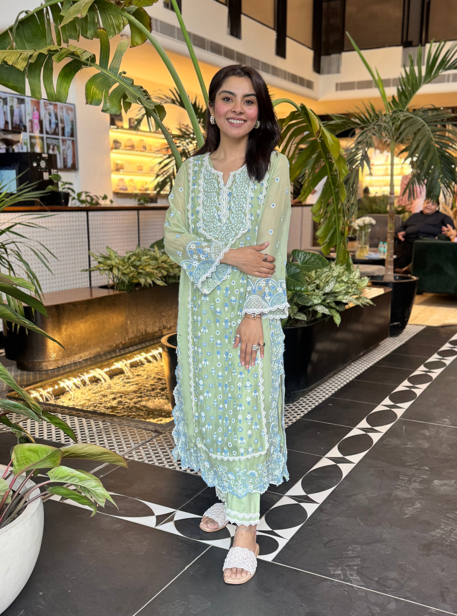 Kovalam Organza Green Kurta Set