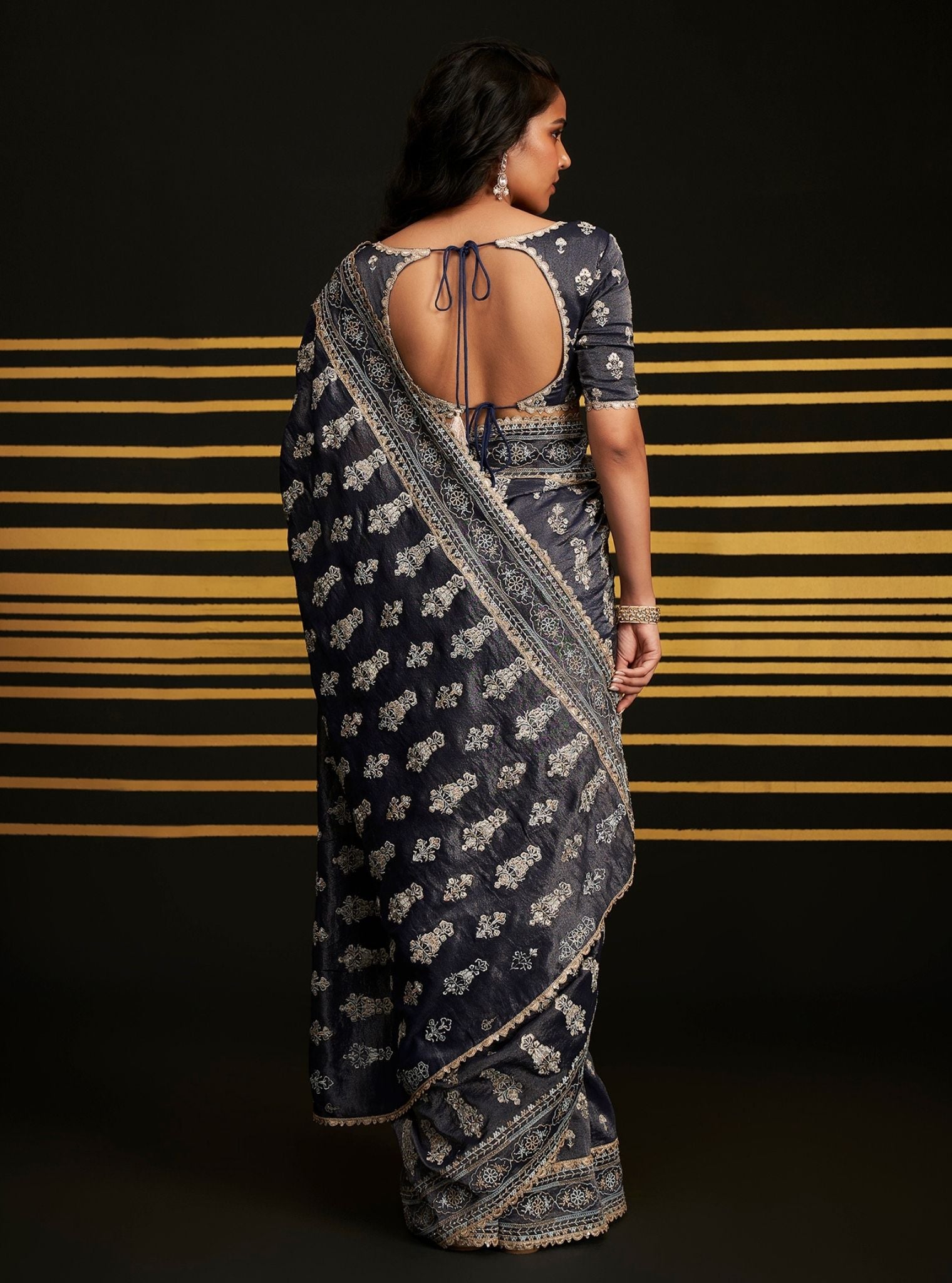 Rangrez Royal Tissue Navy Saree