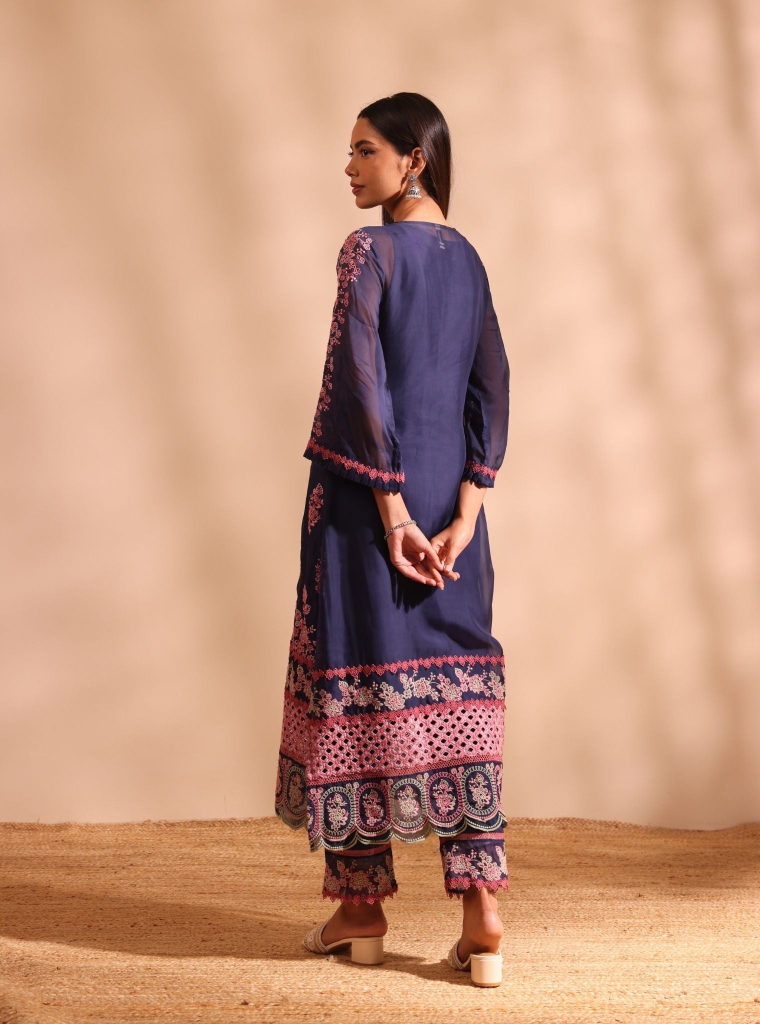 Valara Organza Navy Kurta Set
