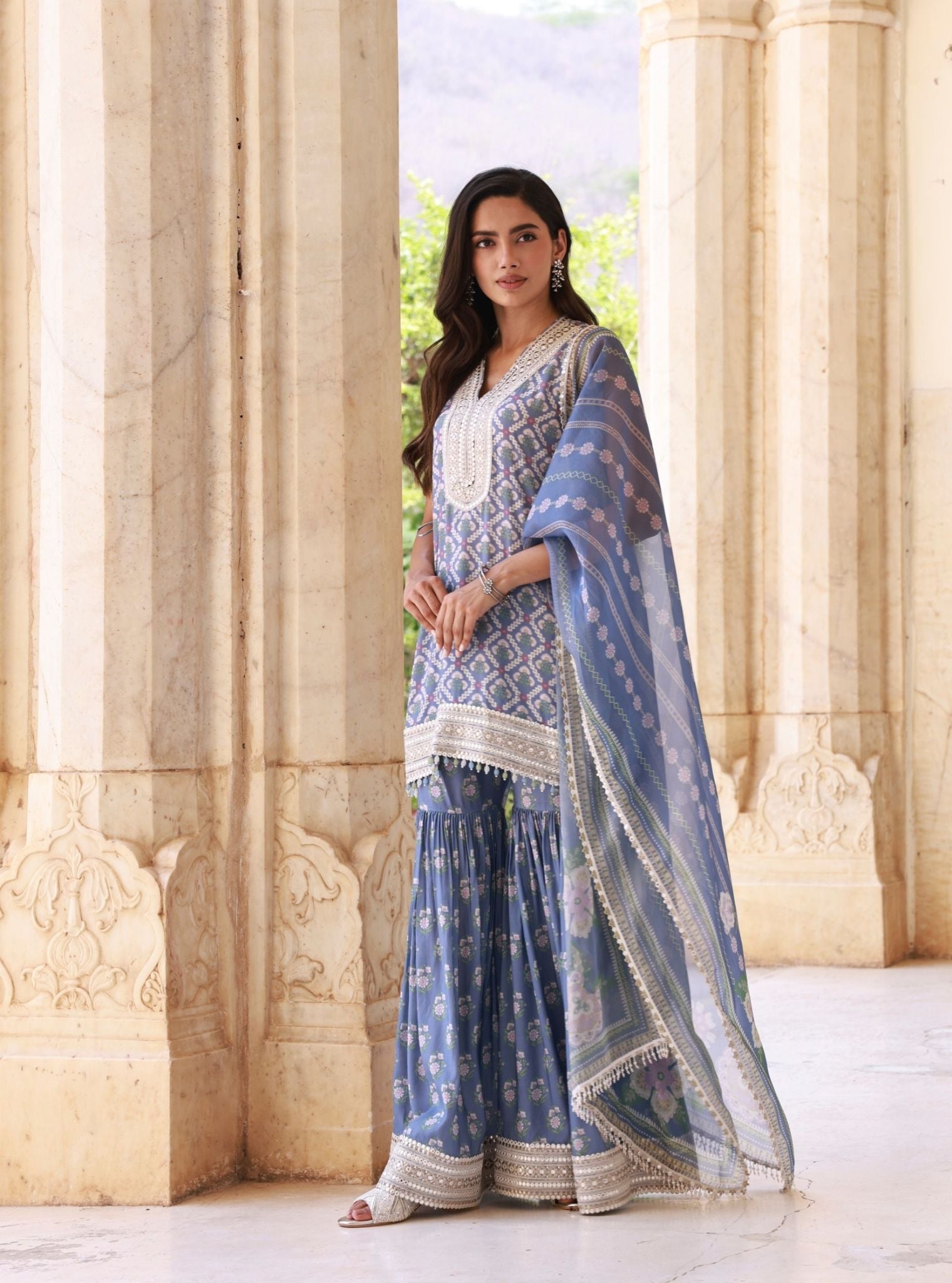 Divaya Lawn Blue Kurta Set