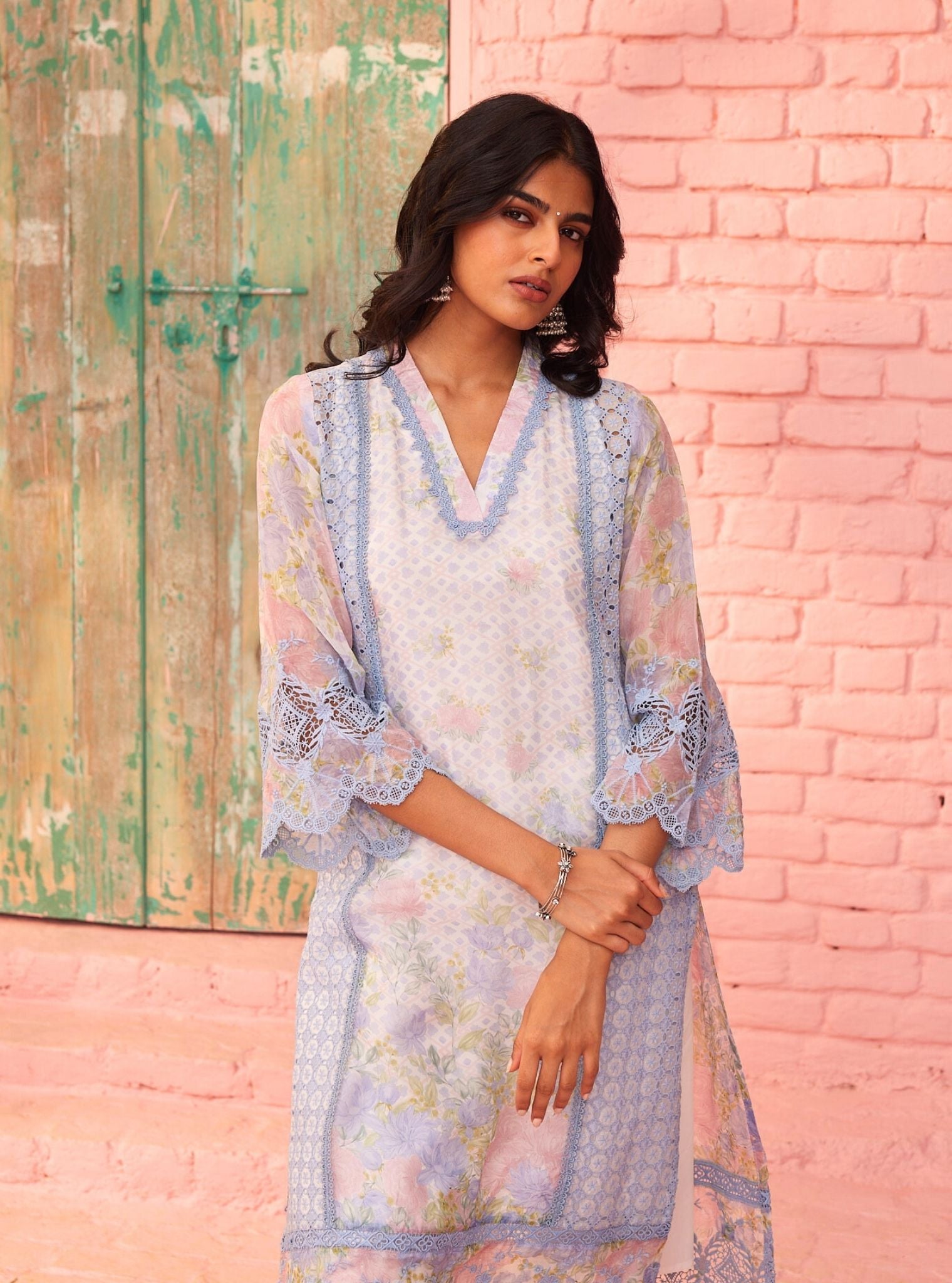 Astoria Organza Printed Off White Kurta Set