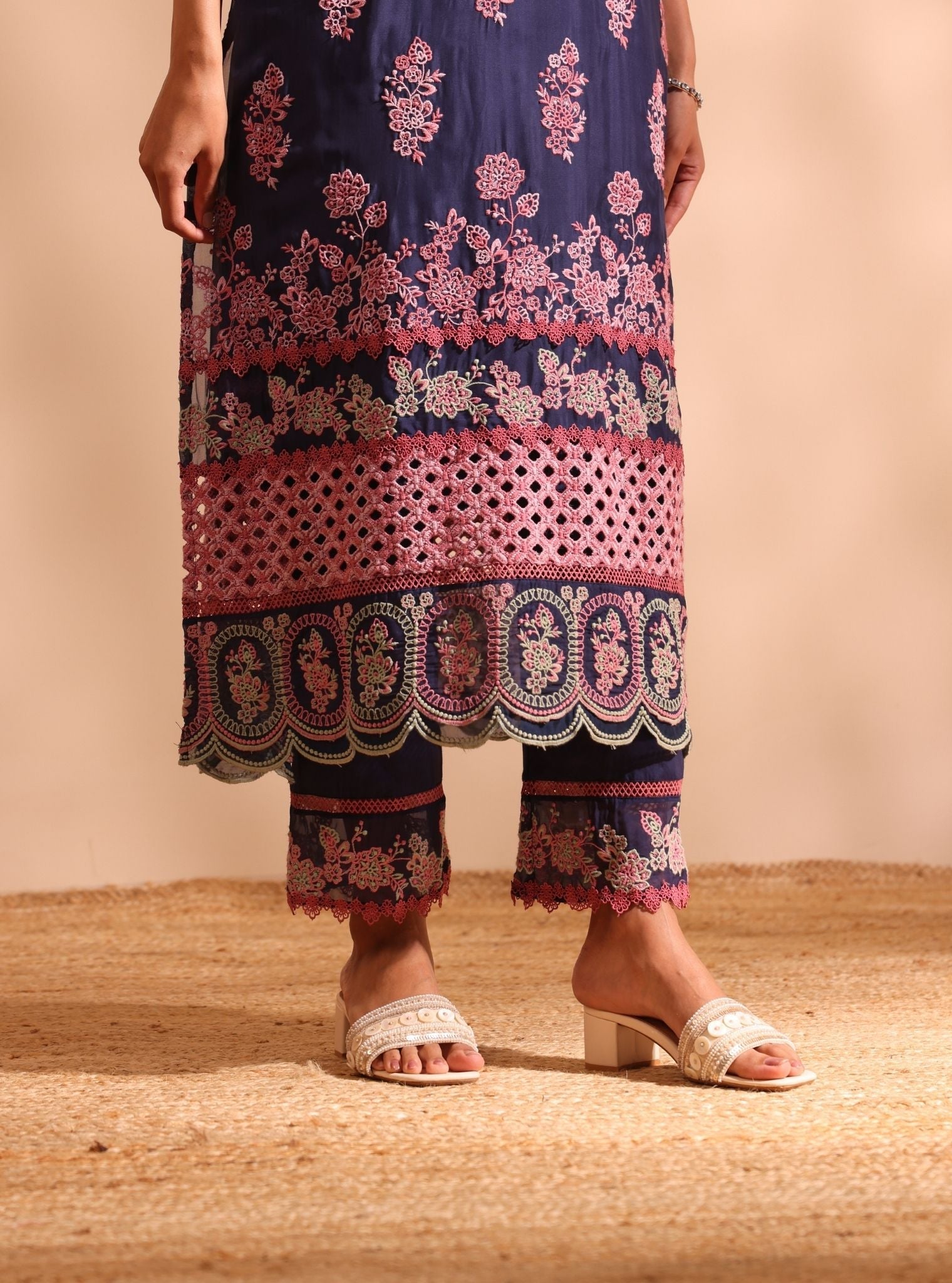 Valara Organza Navy Kurta Set