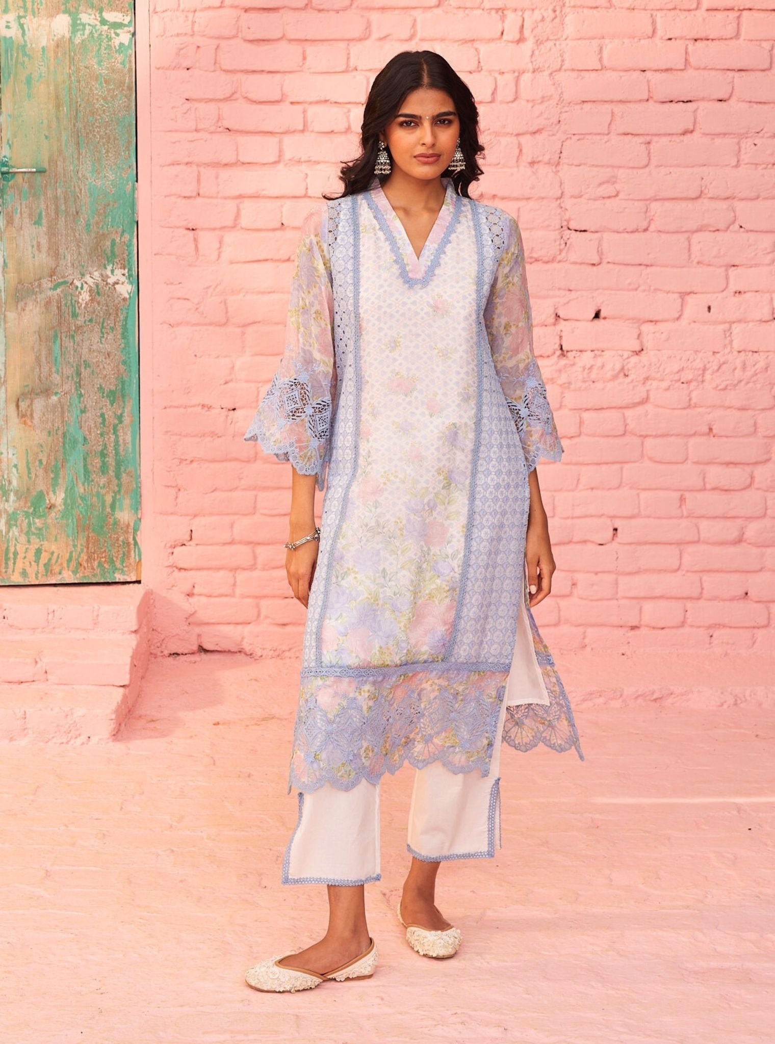 Astoria Organza Printed Off White Kurta Set