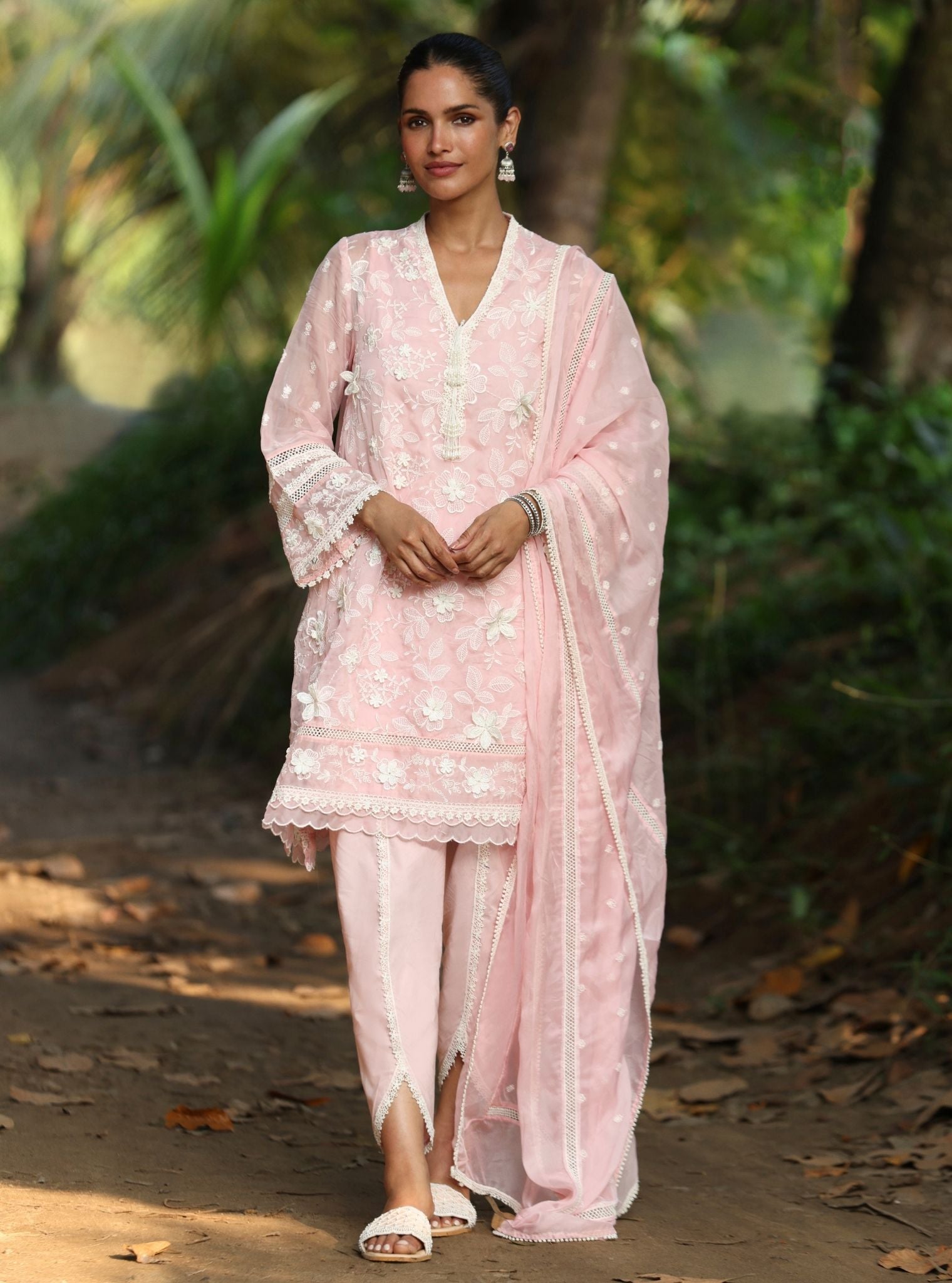 Uma Organza Pink Kurta Set