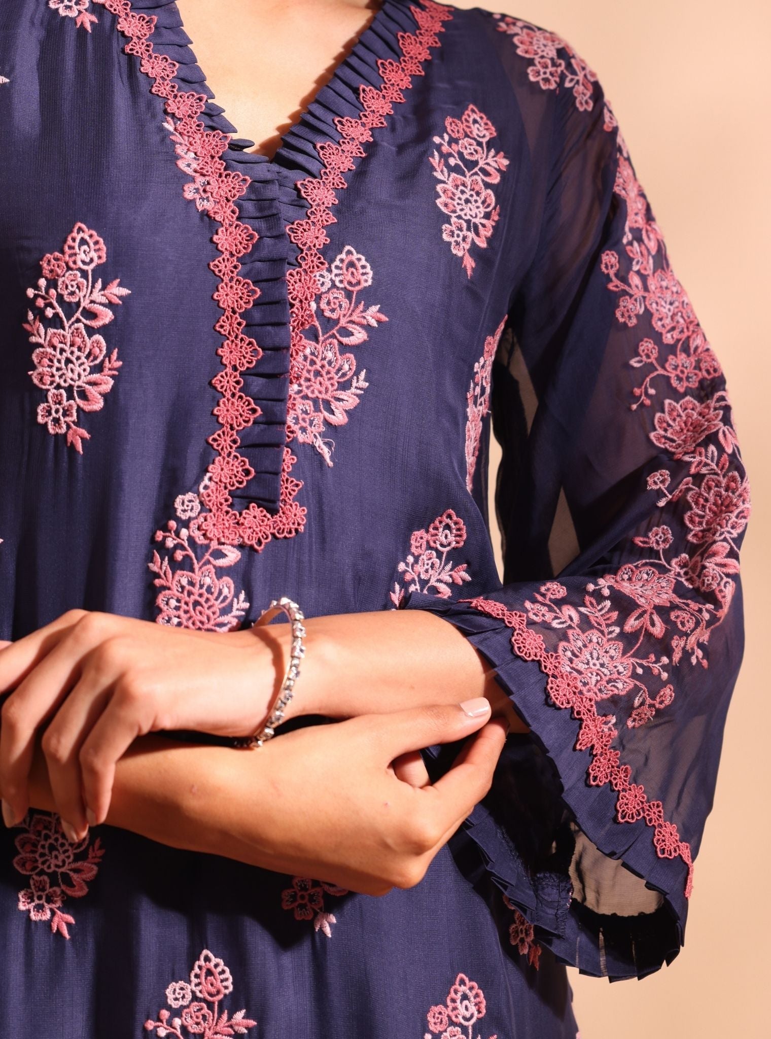 Valara Organza Navy Kurta Set