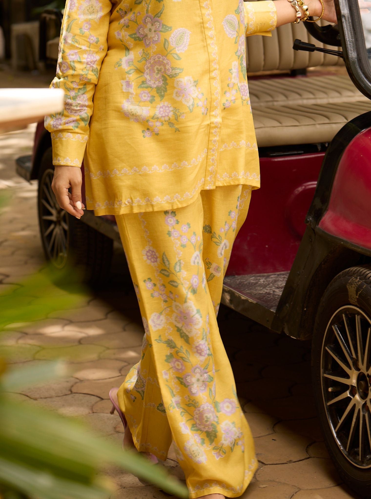 Fleur Printed Linen Yellow Co-ord Set