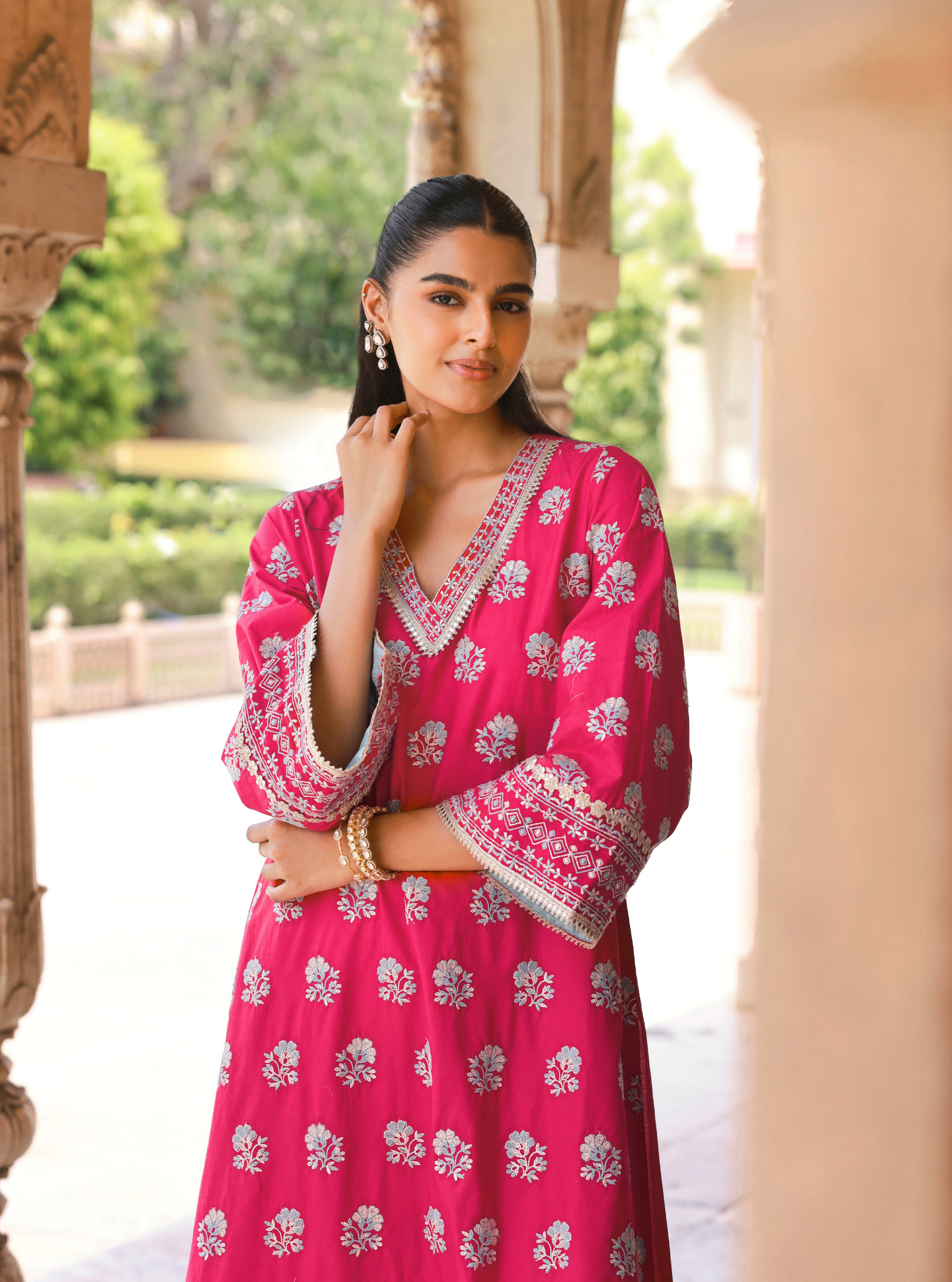 Yalika Supima Cotton Fuschia Kurta Set