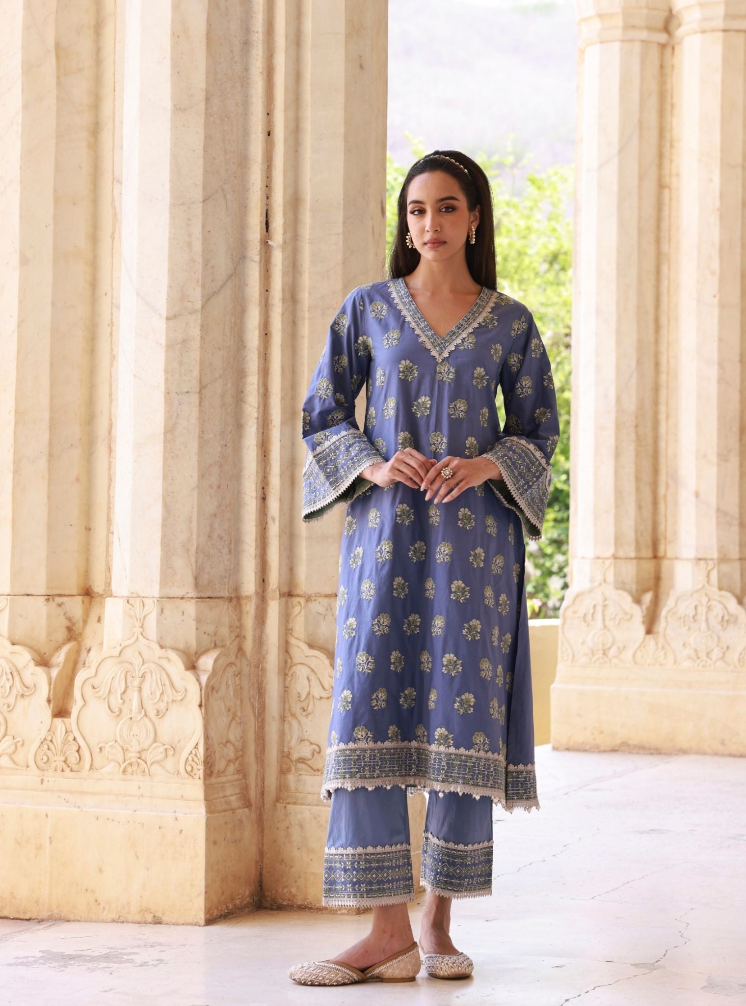 Yalika Supima Cotton Blue Kurta Set