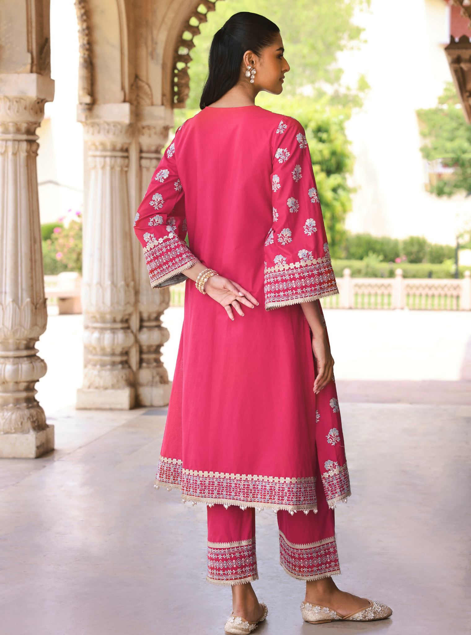 Yalika Supima Cotton Fuschia Kurta Set
