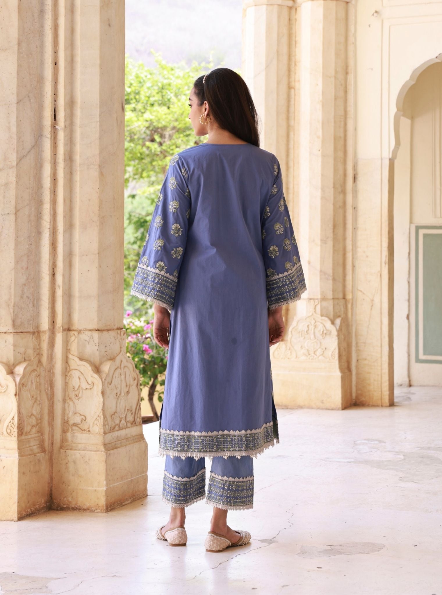 Yalika Supima Cotton Blue Kurta Set