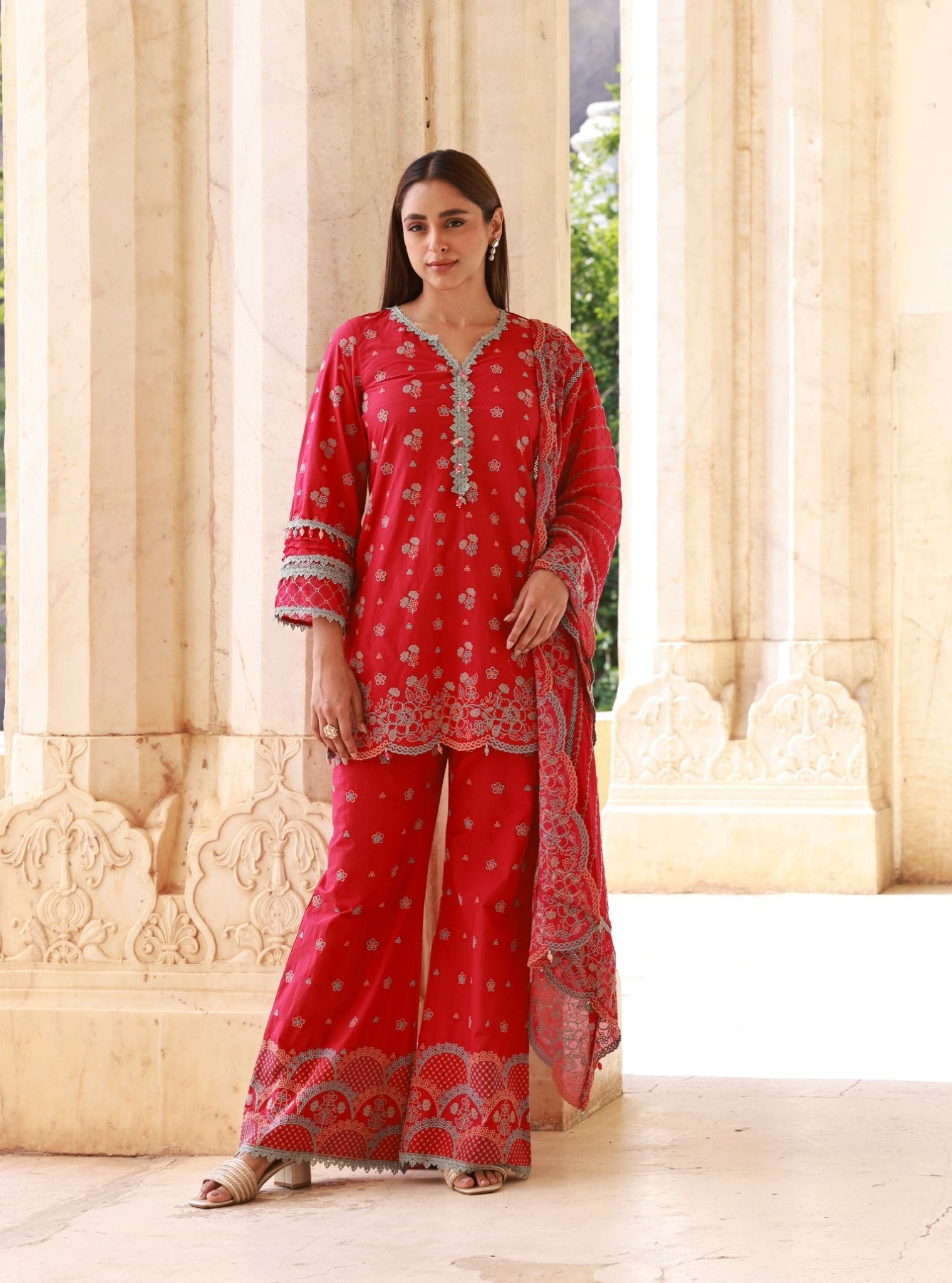 Kaveera Supima Cotton Fuschia Kurta Set