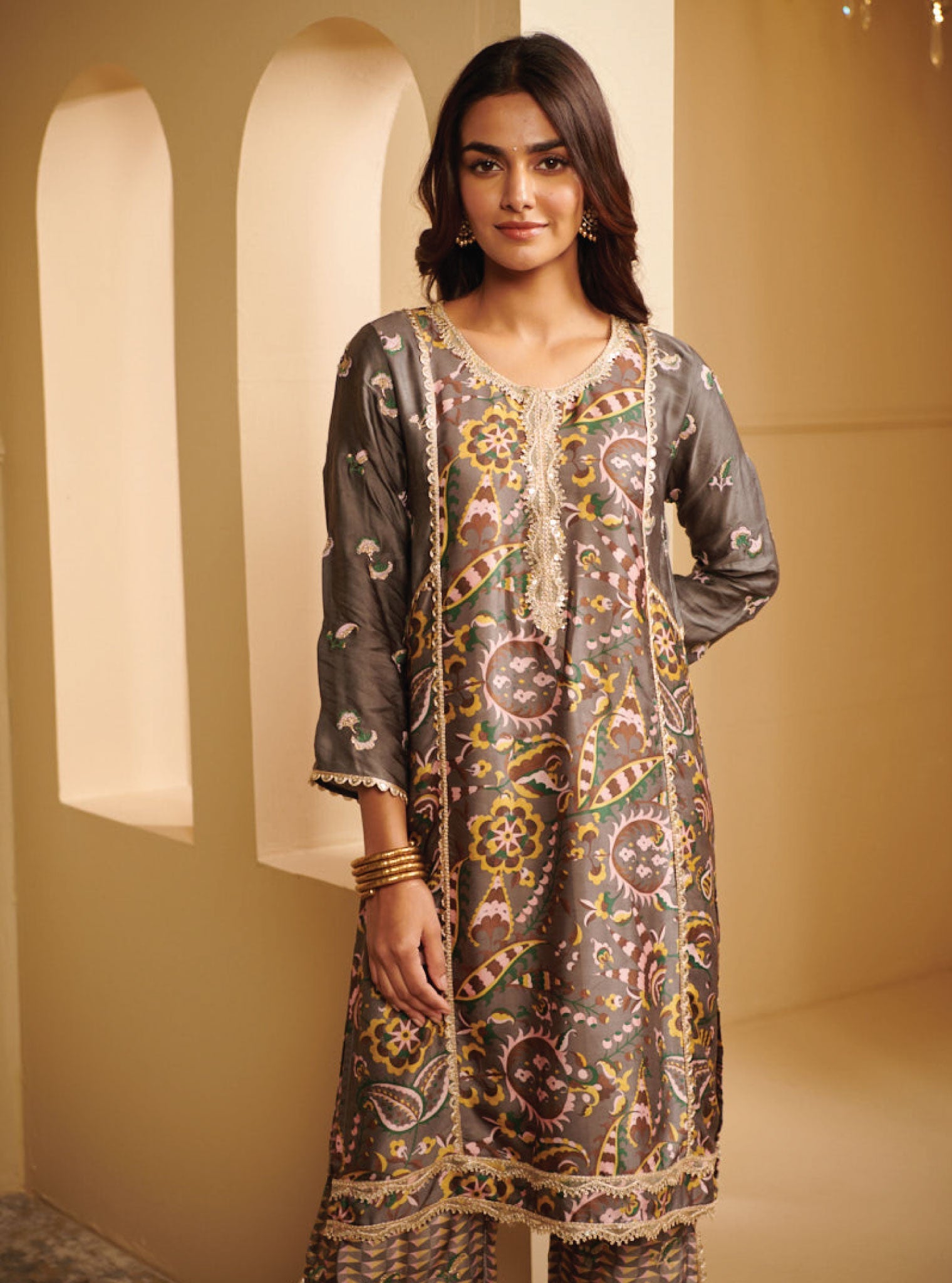 Kenna Cupro Grey Kurta Set