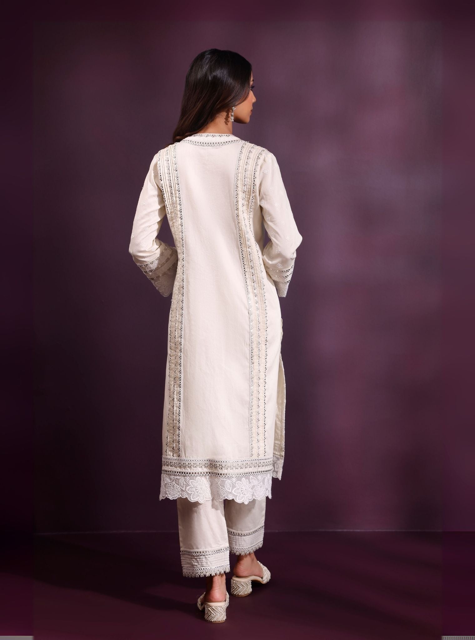 Pira Pima Satin Off White Kurta Set