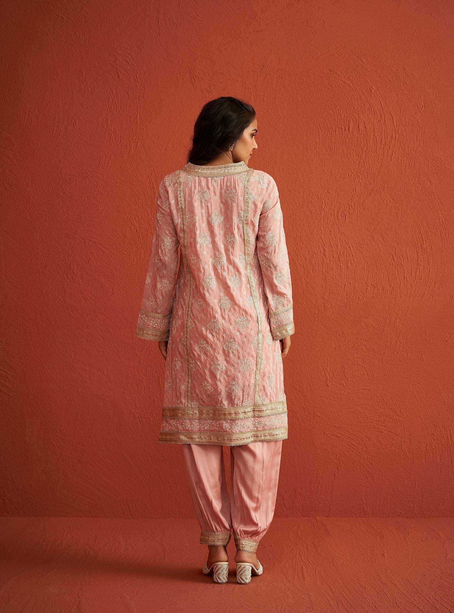 Faye Banarsi Pink Kurta Set