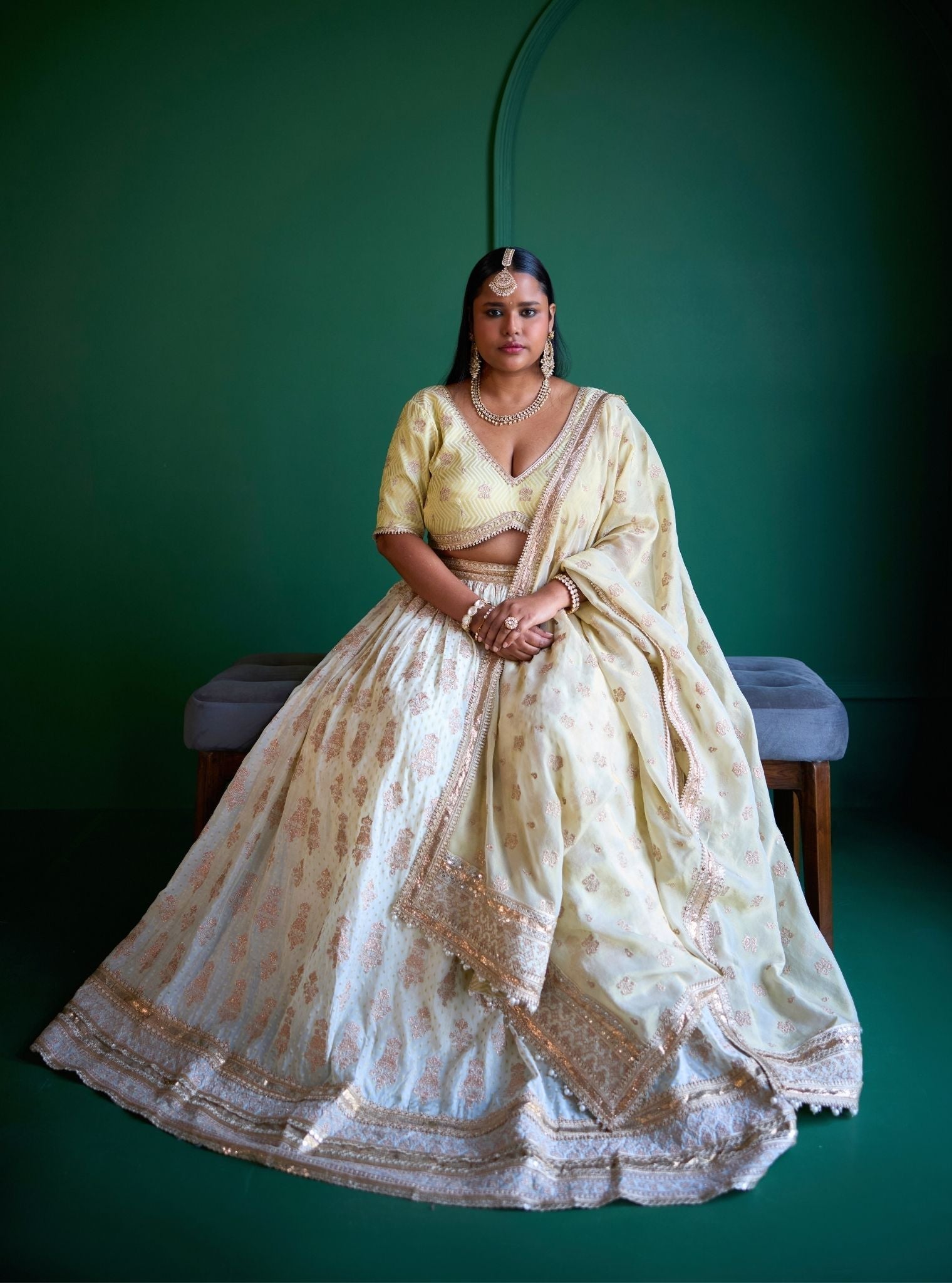 Rang Banarsi Off White Lehenga