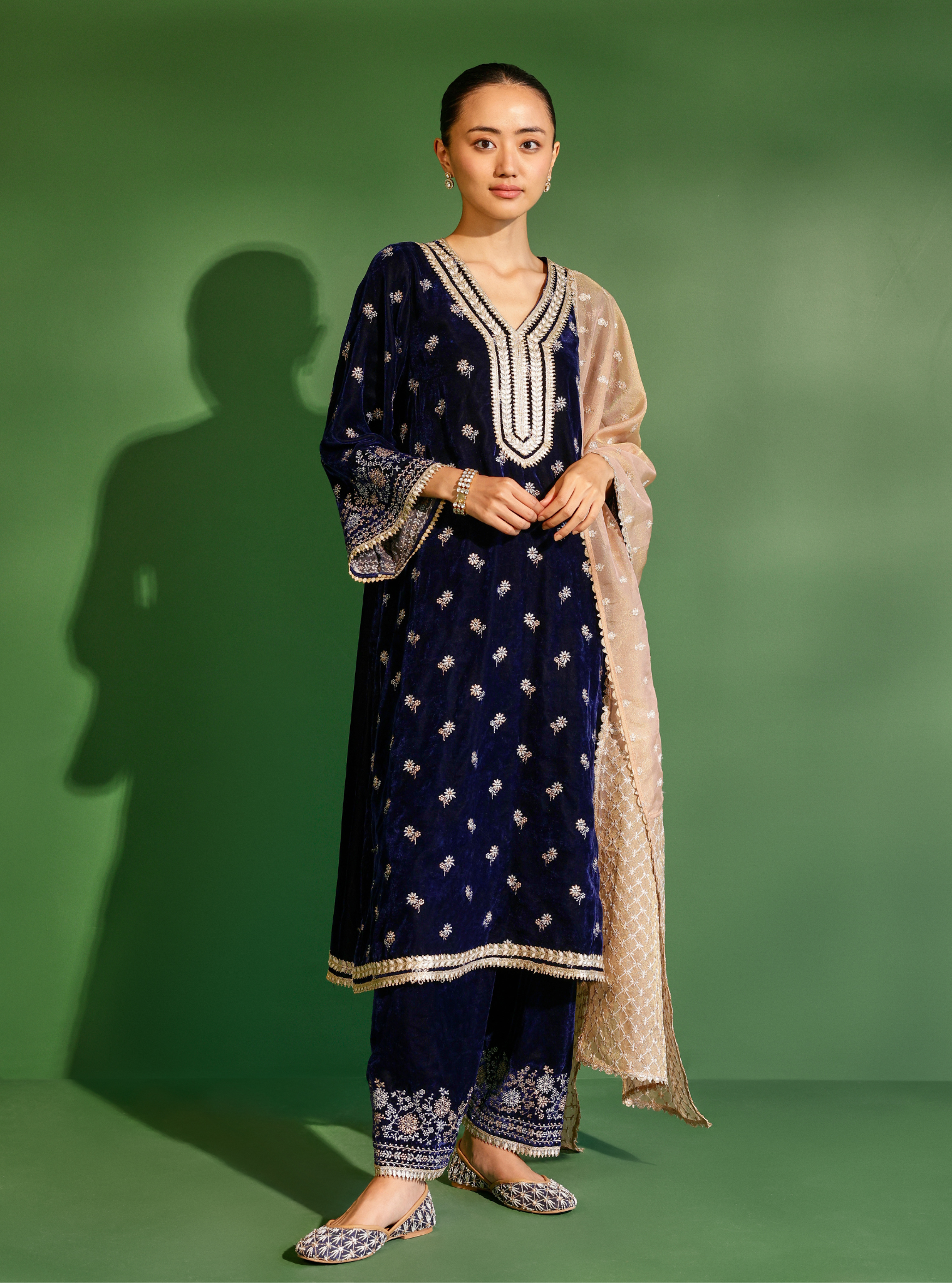 Zia Velvet Navy Kurta Set