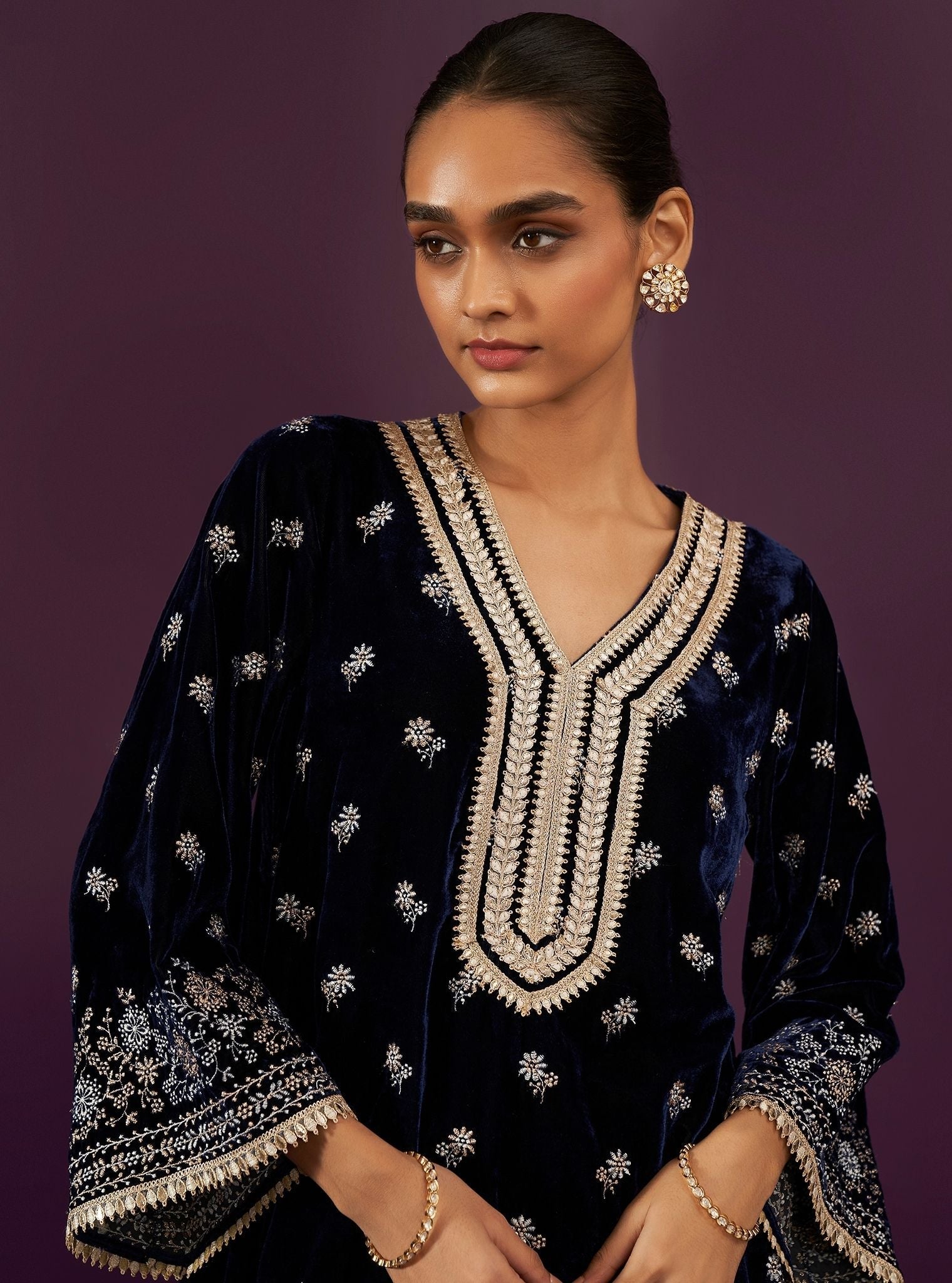 Zia Velvet Navy Kurta Set