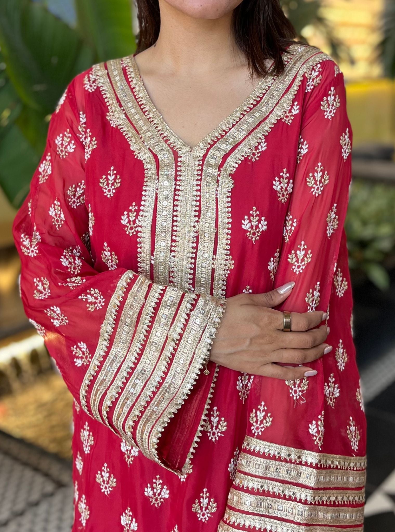 Nicia Organza Red Kurta Set
