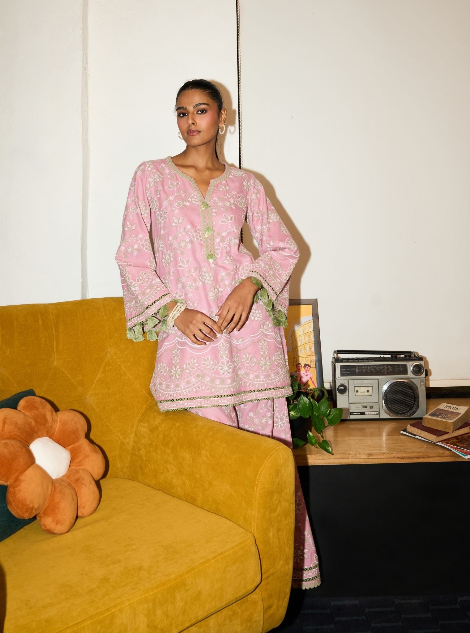 Mabel Wool Pink Kurta Set
