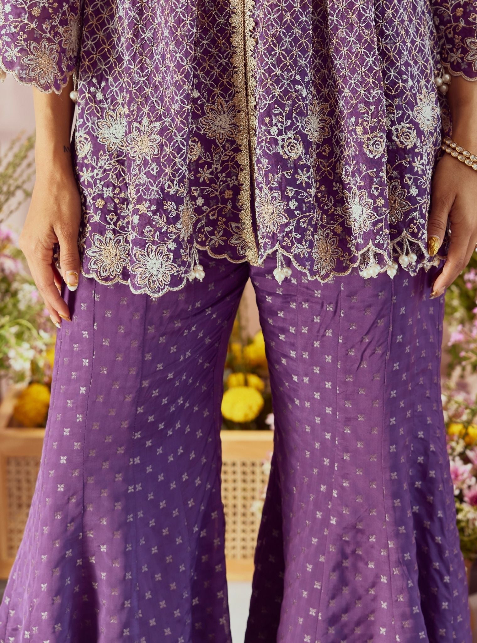 Ghunghroo Banarsi Purple Top Set