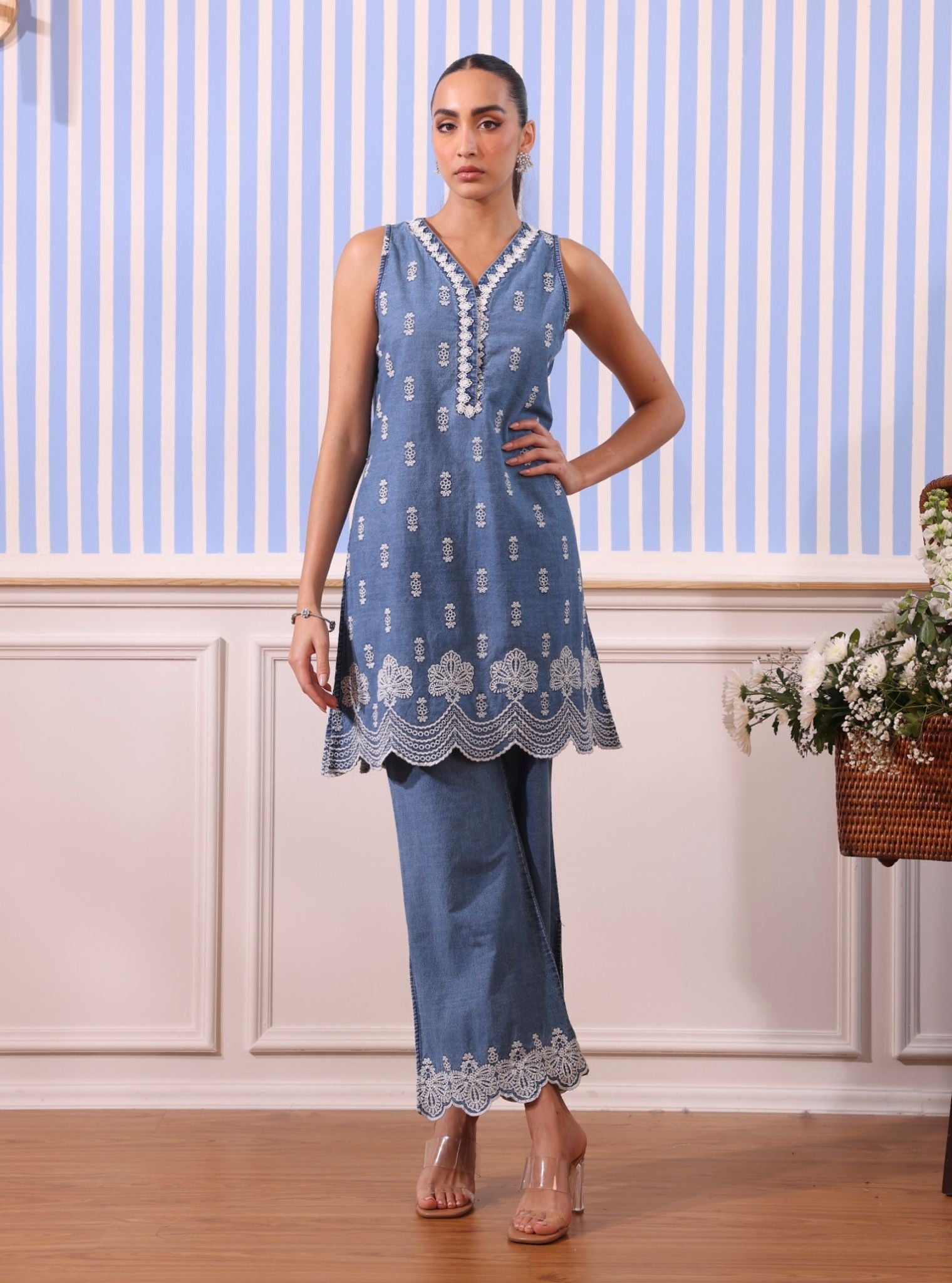 Dante Denim Blue Kurta Set