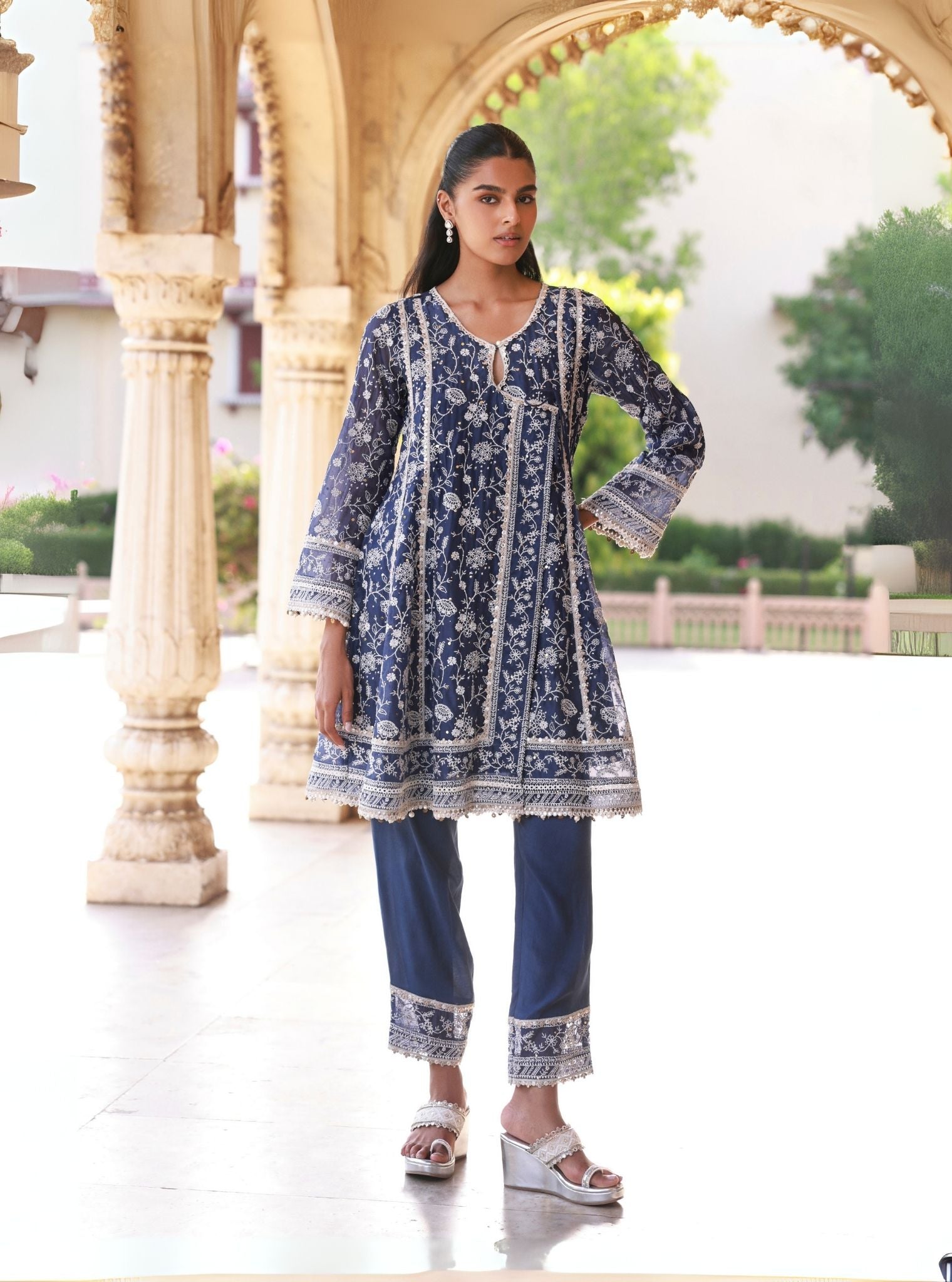 Anmika Organza Navy Kurta Set