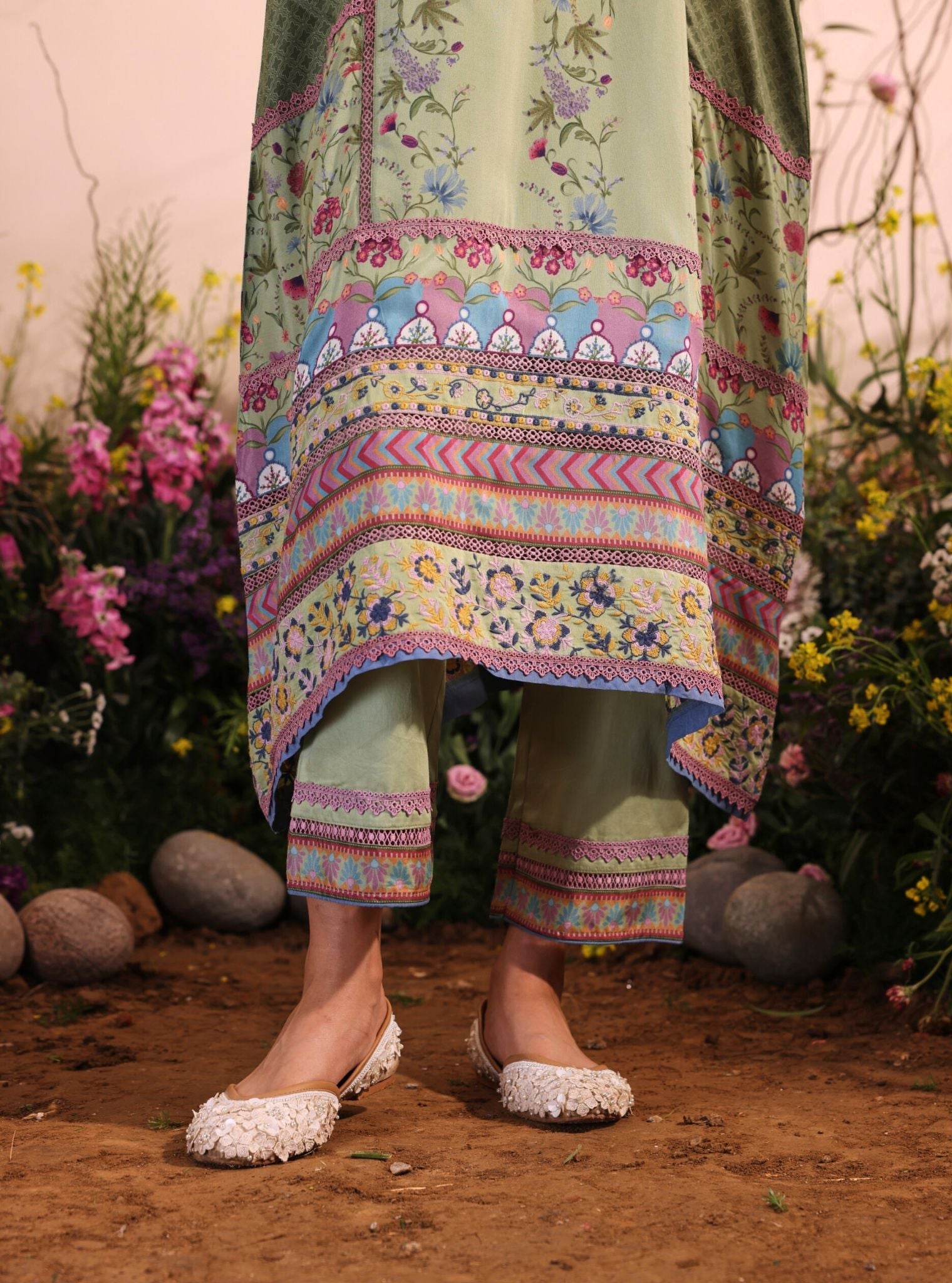 Yamini Printed Ombre Lawn Green Kurta Set