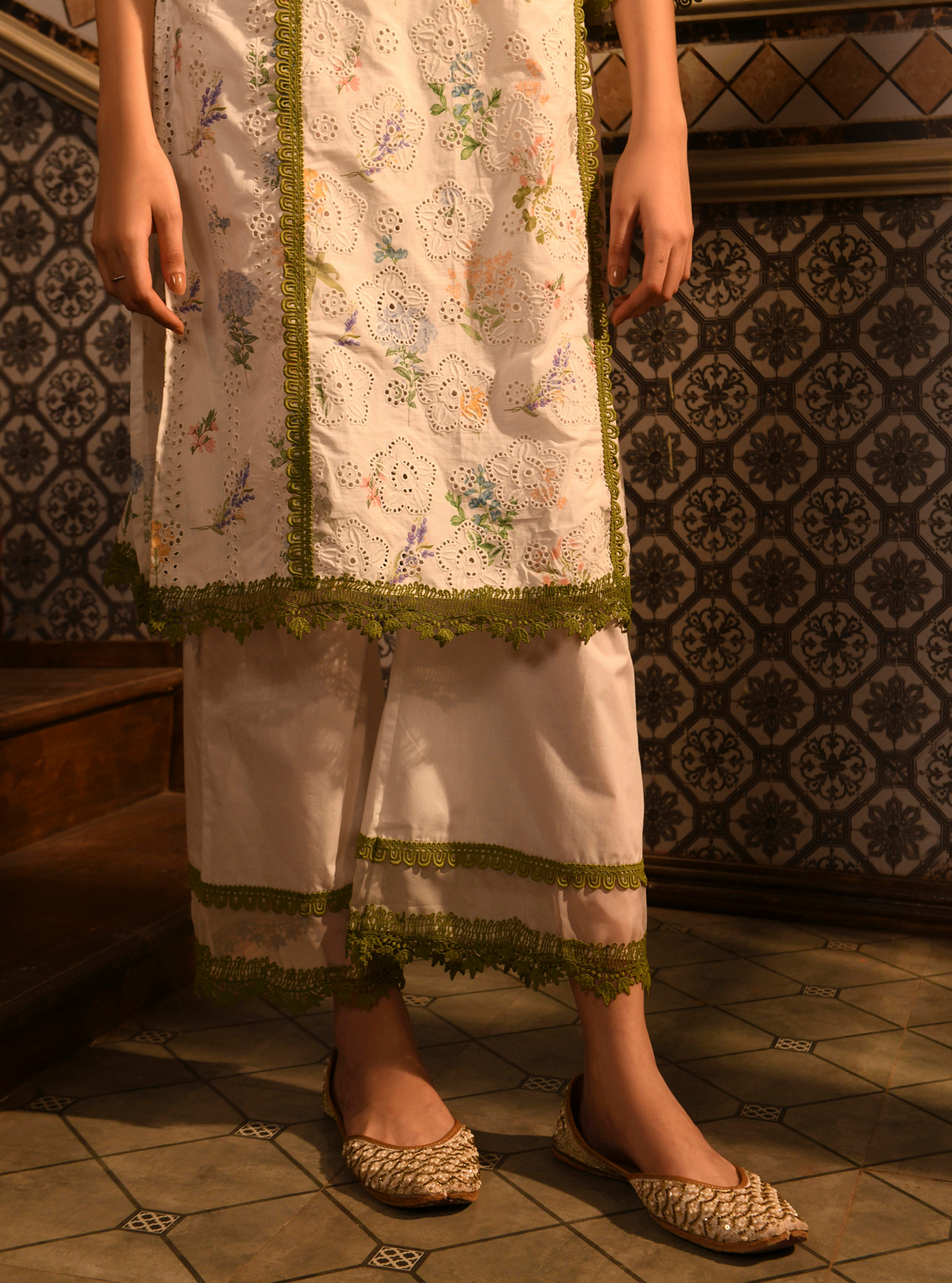 Binita Supima Cotton Printed White Kurta Set