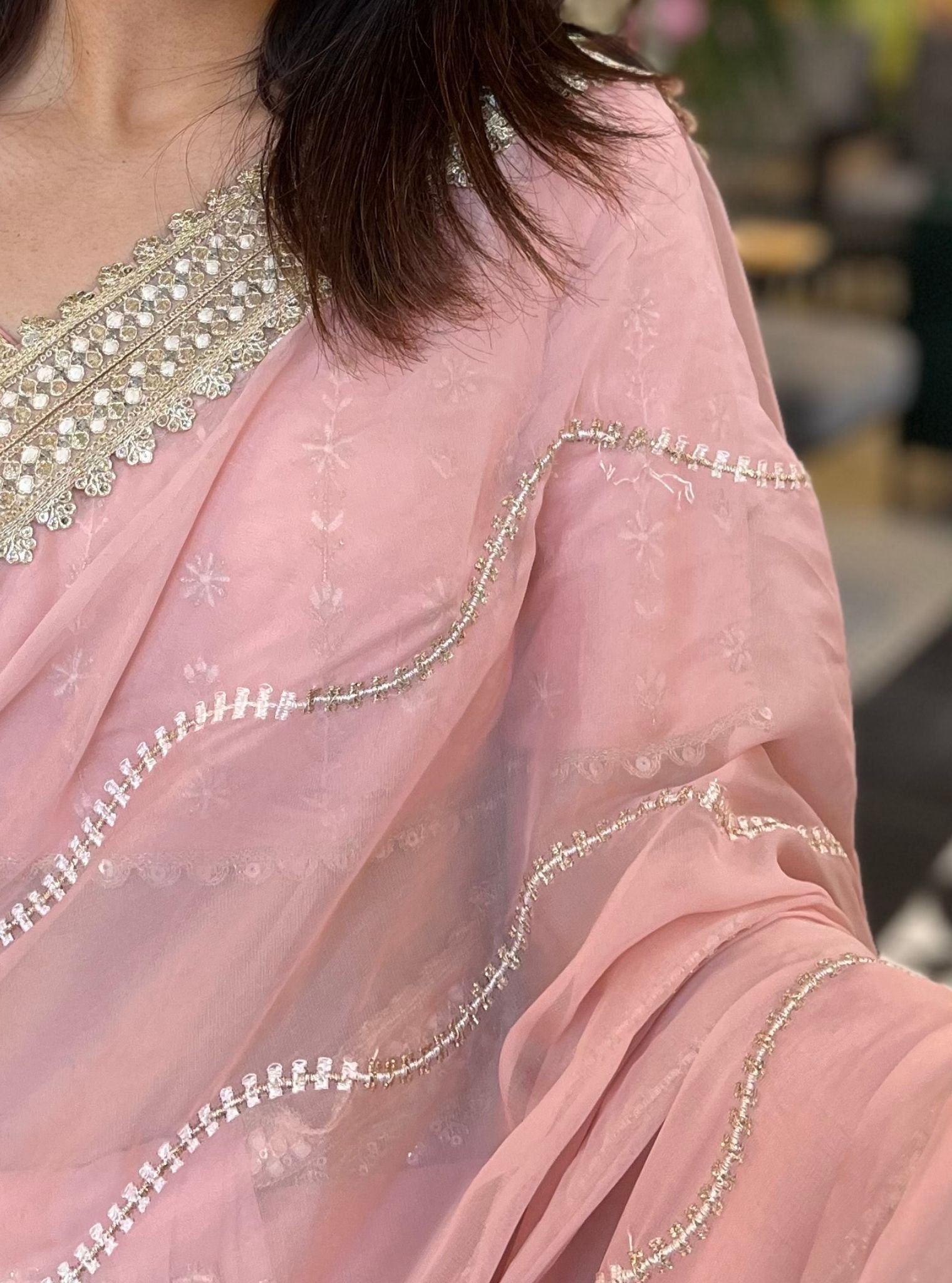 Aubry Organza Pink Saree