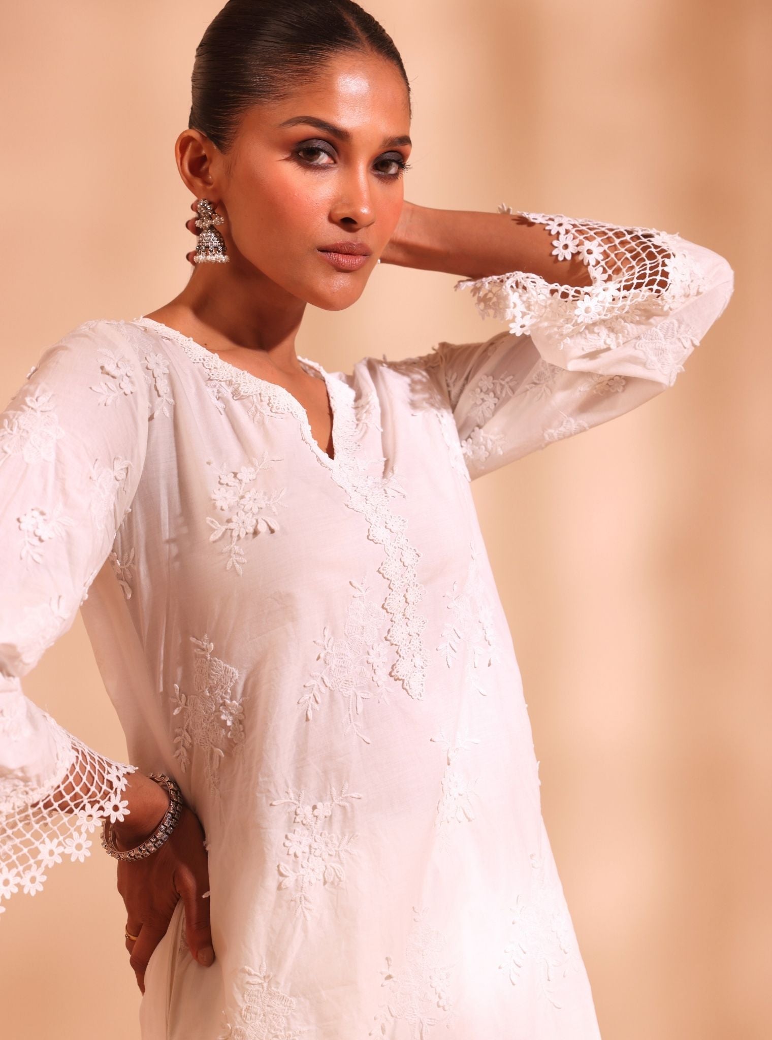 Yamya Supima Cotton White Kurta Set