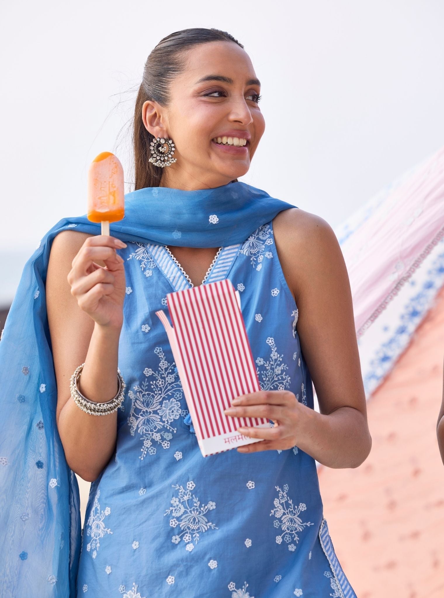 Liva Supima Cotton Steel Blue Kurta Set