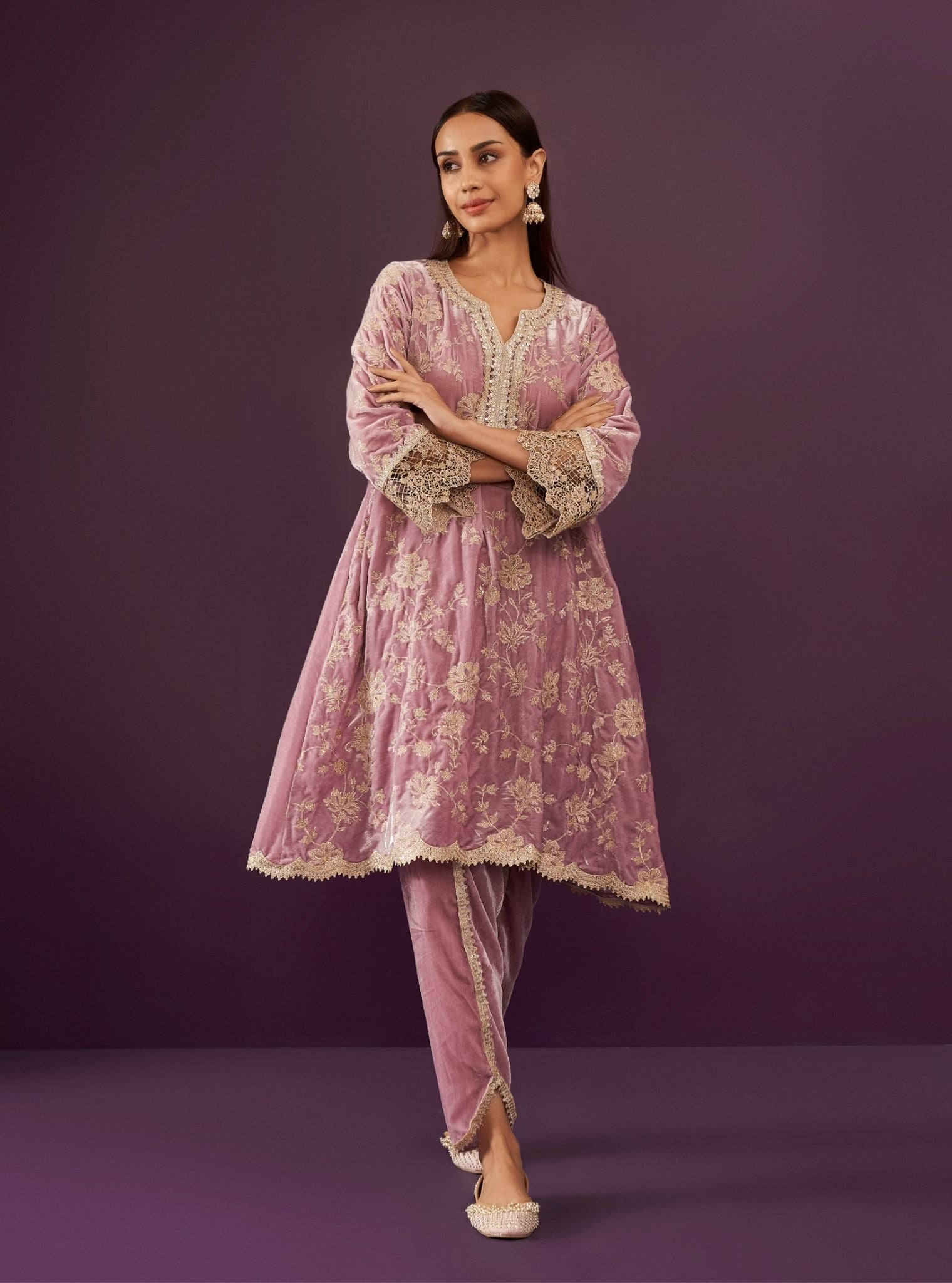 Imani Velvet Lilac Kurta Set