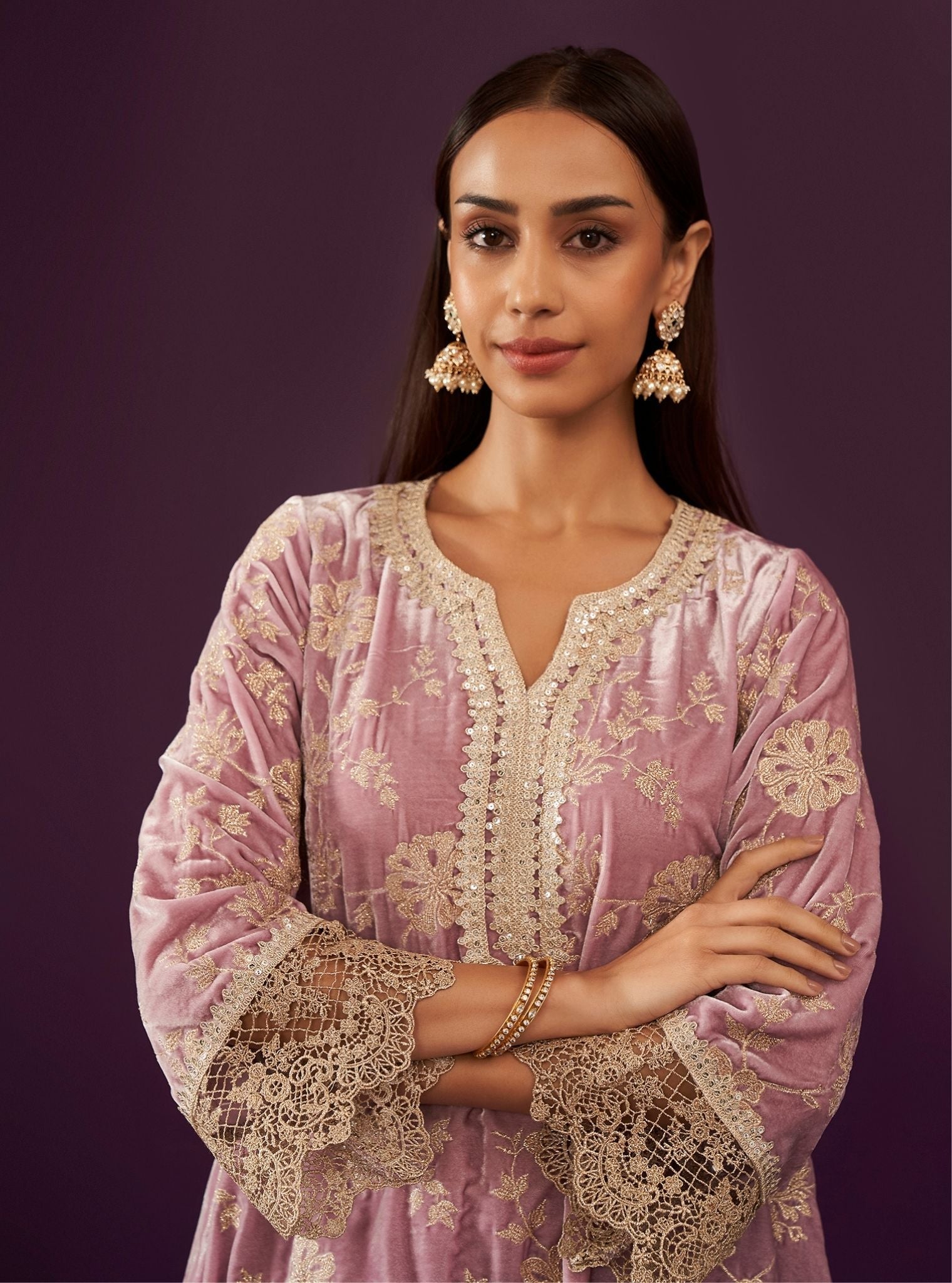 Imani Velvet Lilac Kurta Set