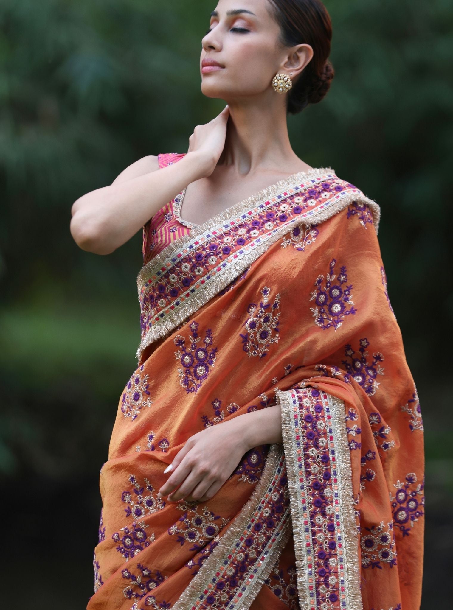 Mohra Lurex Organza + Banarsi Orange Saree