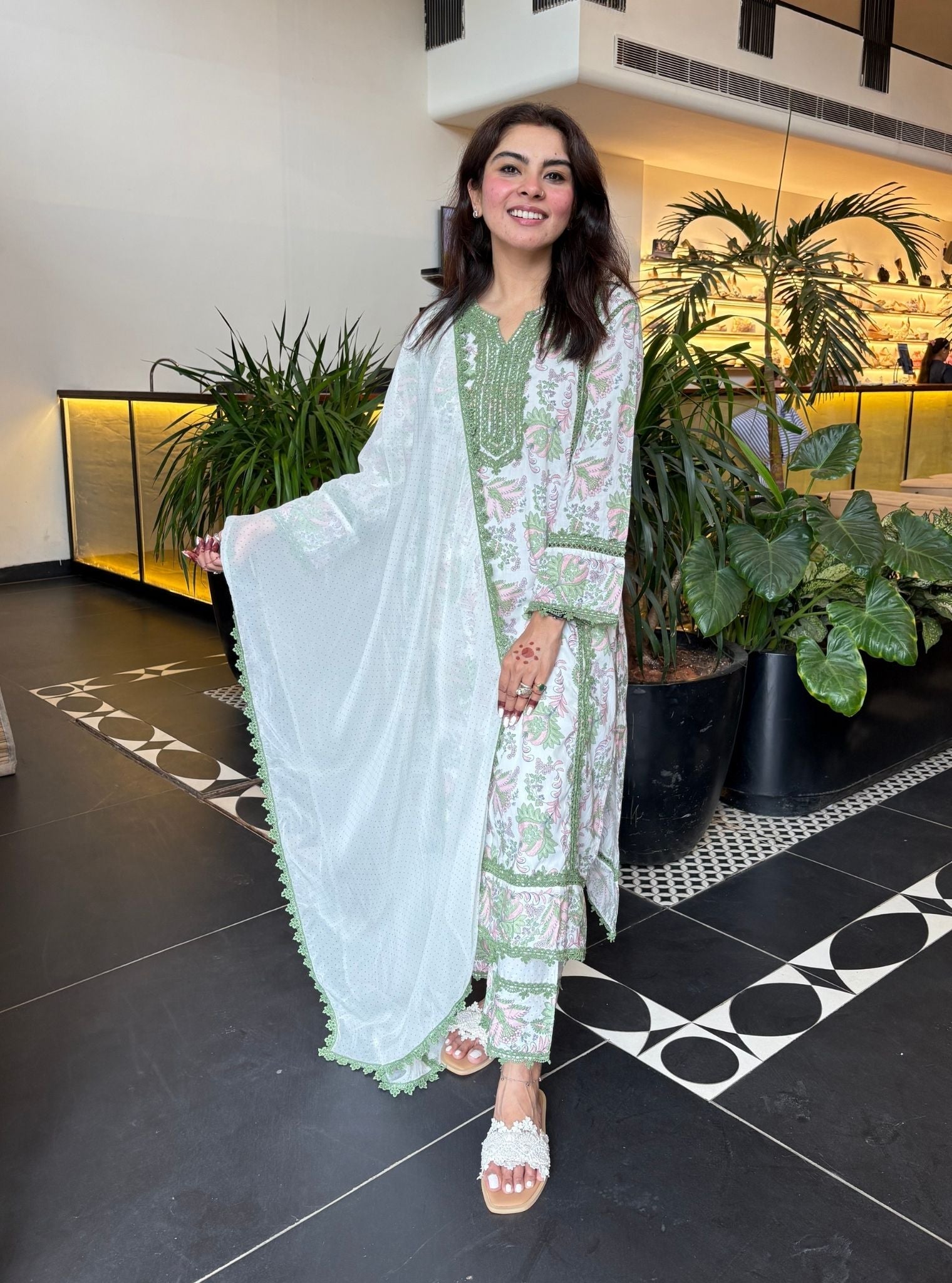 Sakura Supima Cotton Green Kurta Set