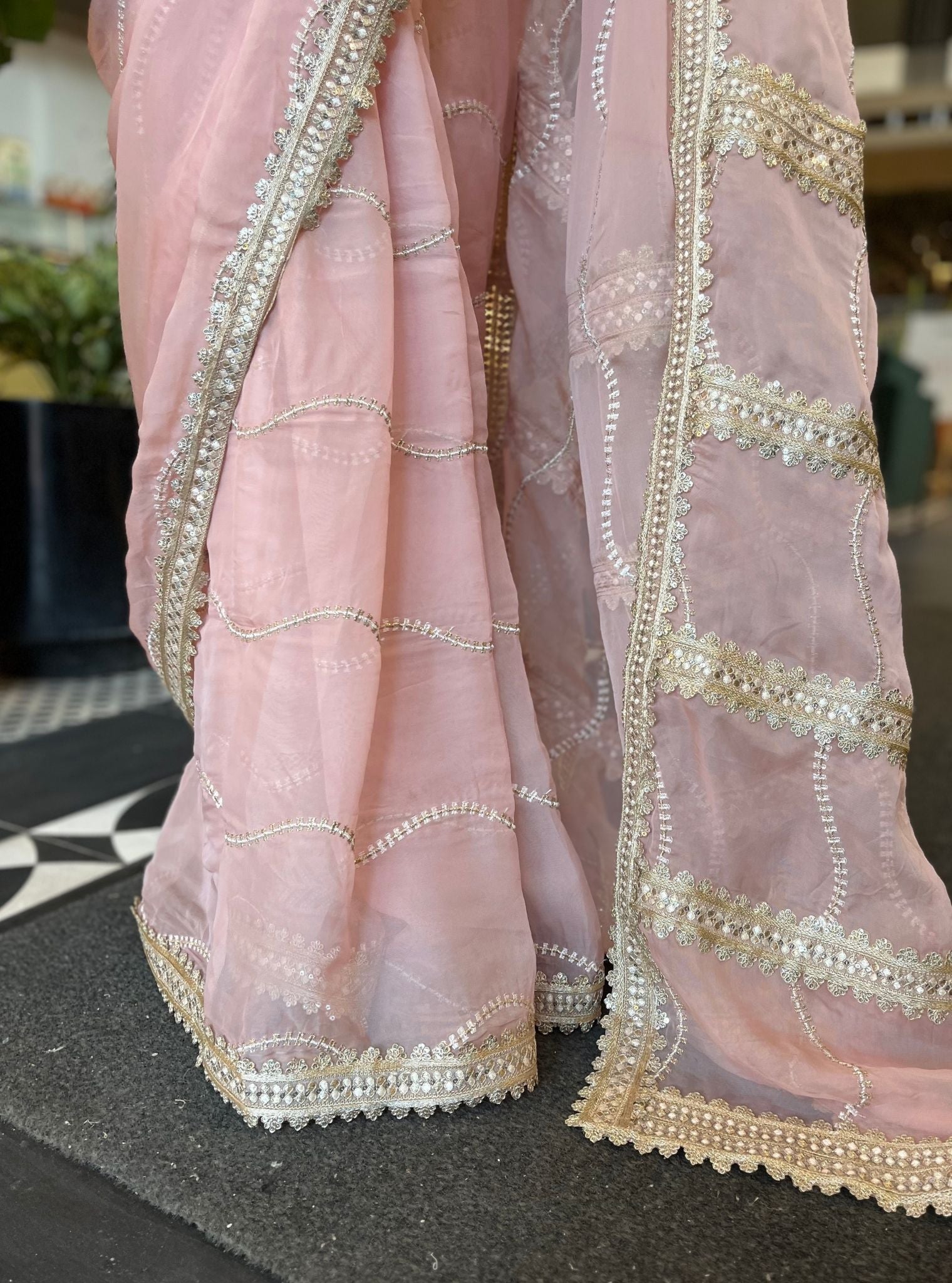 Aubry Organza Pink Saree