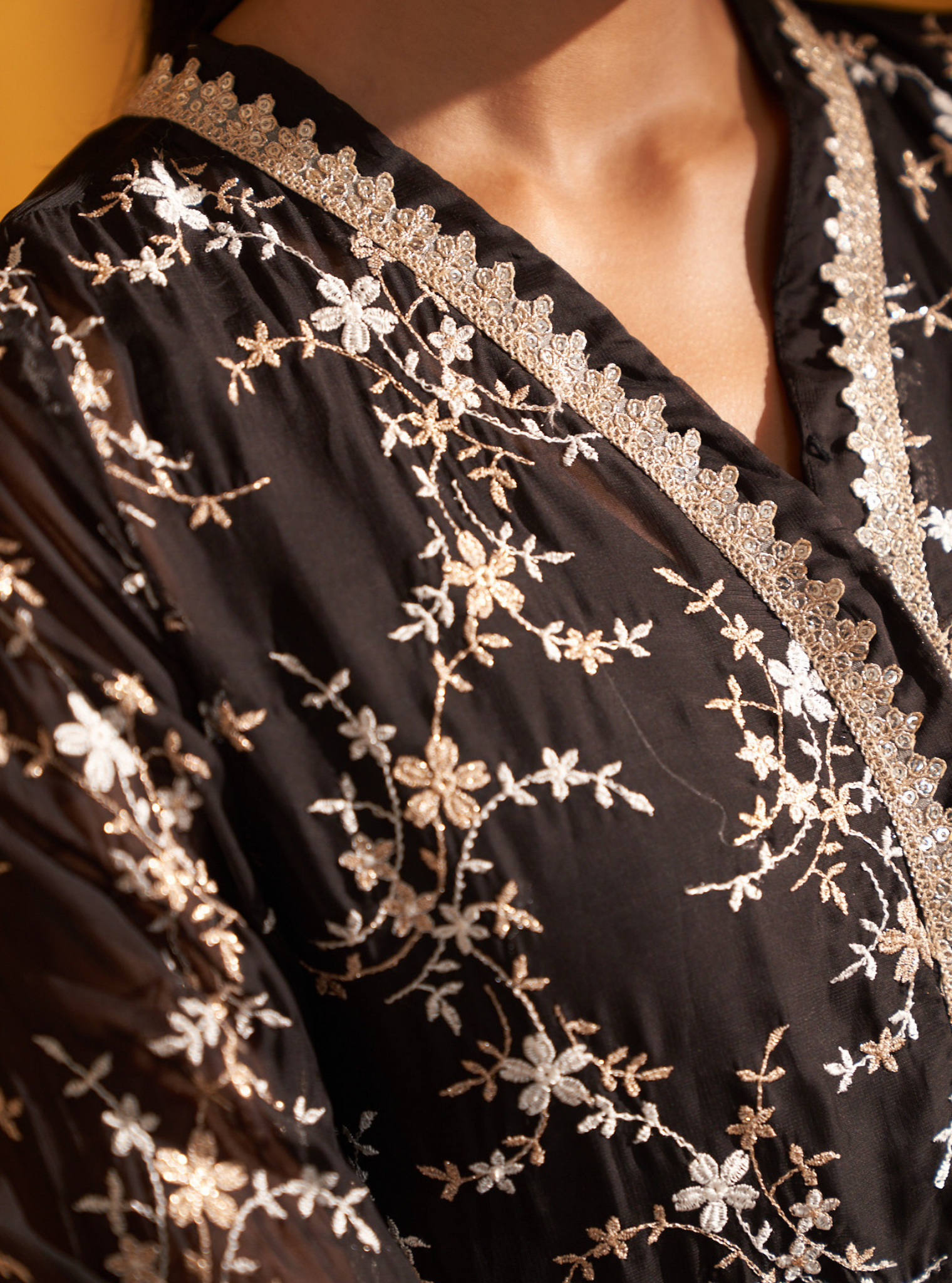 Cinda Organza Black Kurta Set