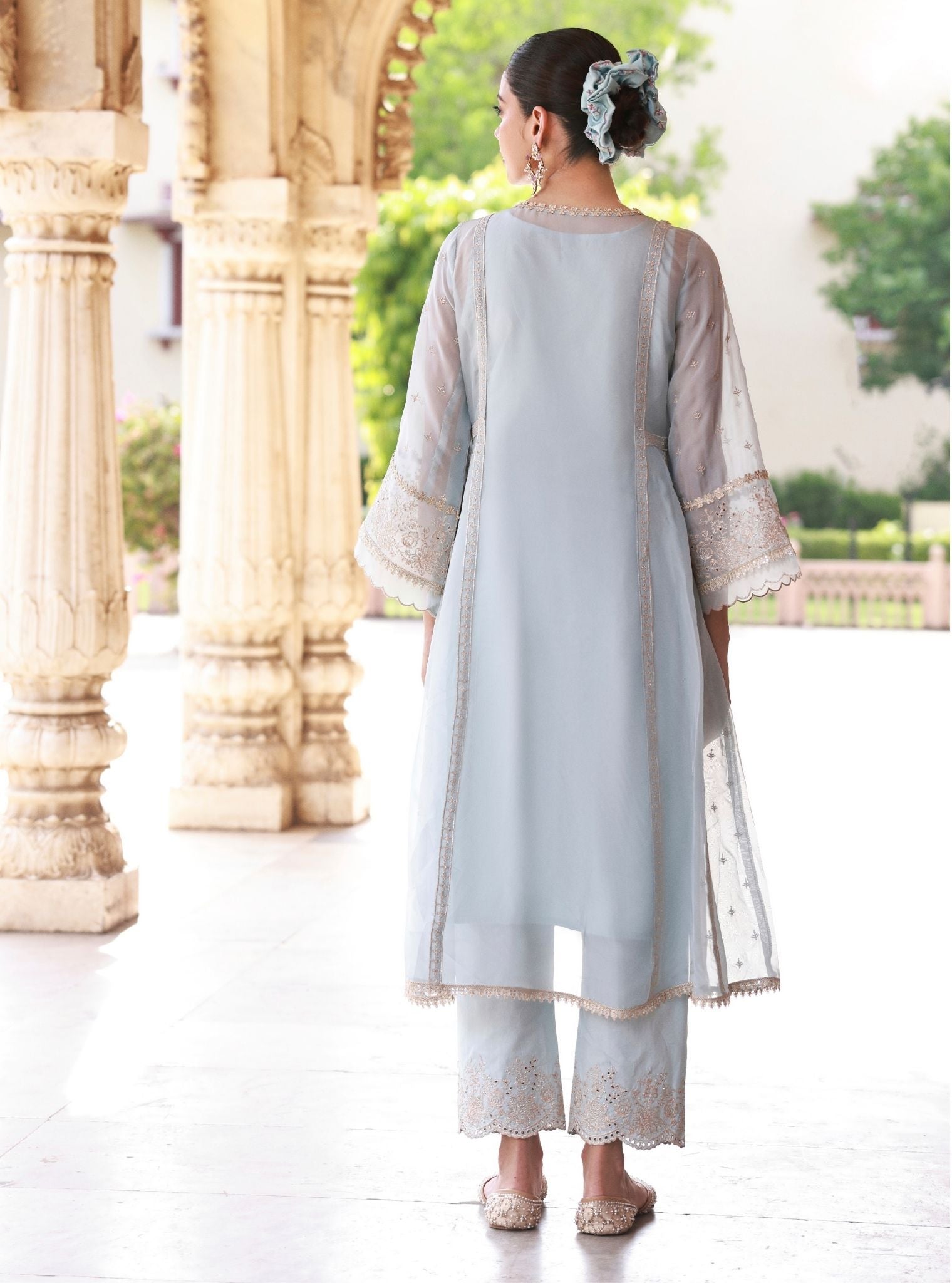 Elusha Organza Light Blue Kurta Set